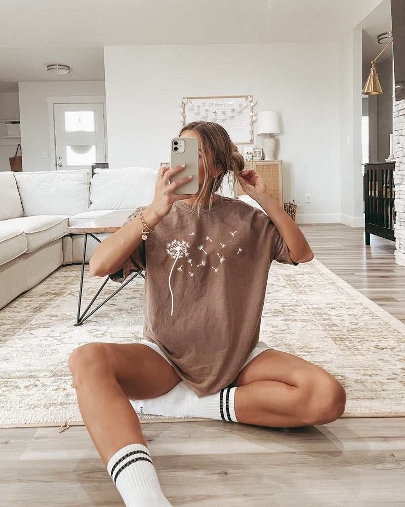 Dandelion Botanical wildflowers Garment Dyed T Shirt