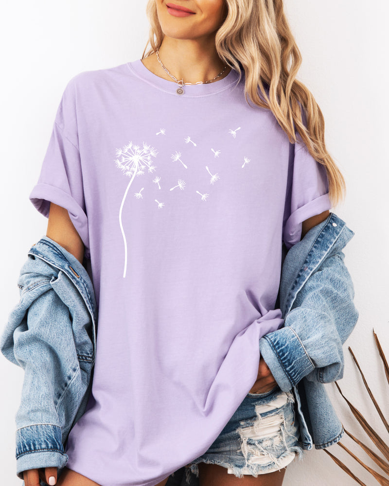Dandelion Botanical wildflowers Garment Dyed T Shirt