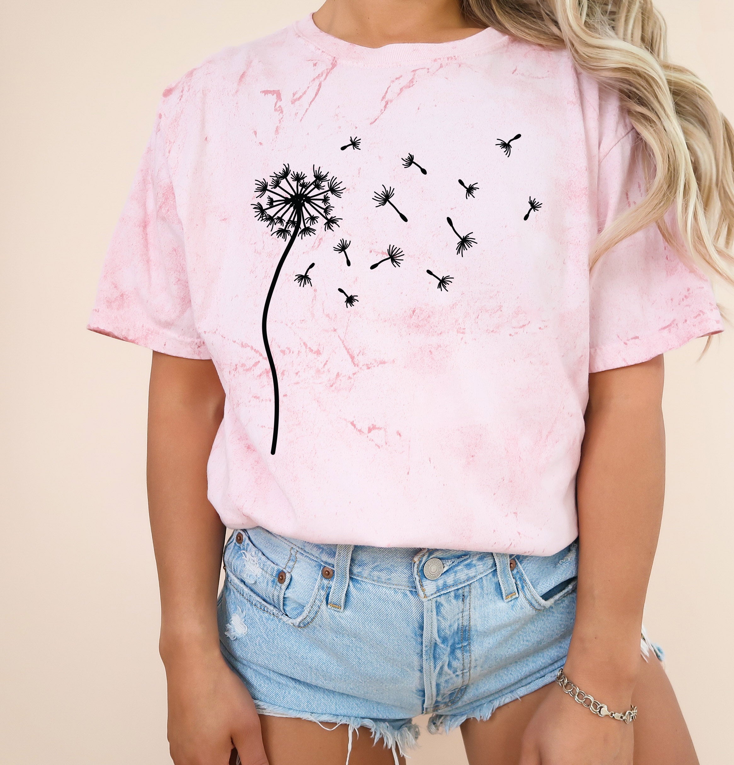 Dandelion Botanical wildflowers Garment Dyed T Shirt