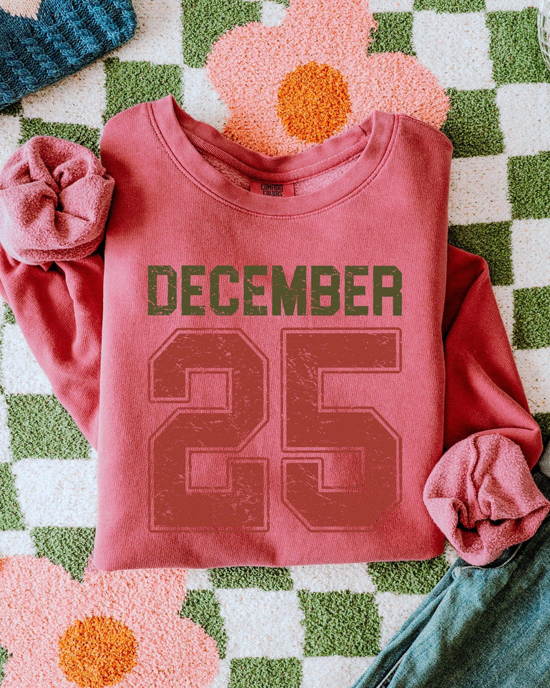 December 25 Christmas Holiday Winter Garment Dyed Comfort Colors Sweatshirt