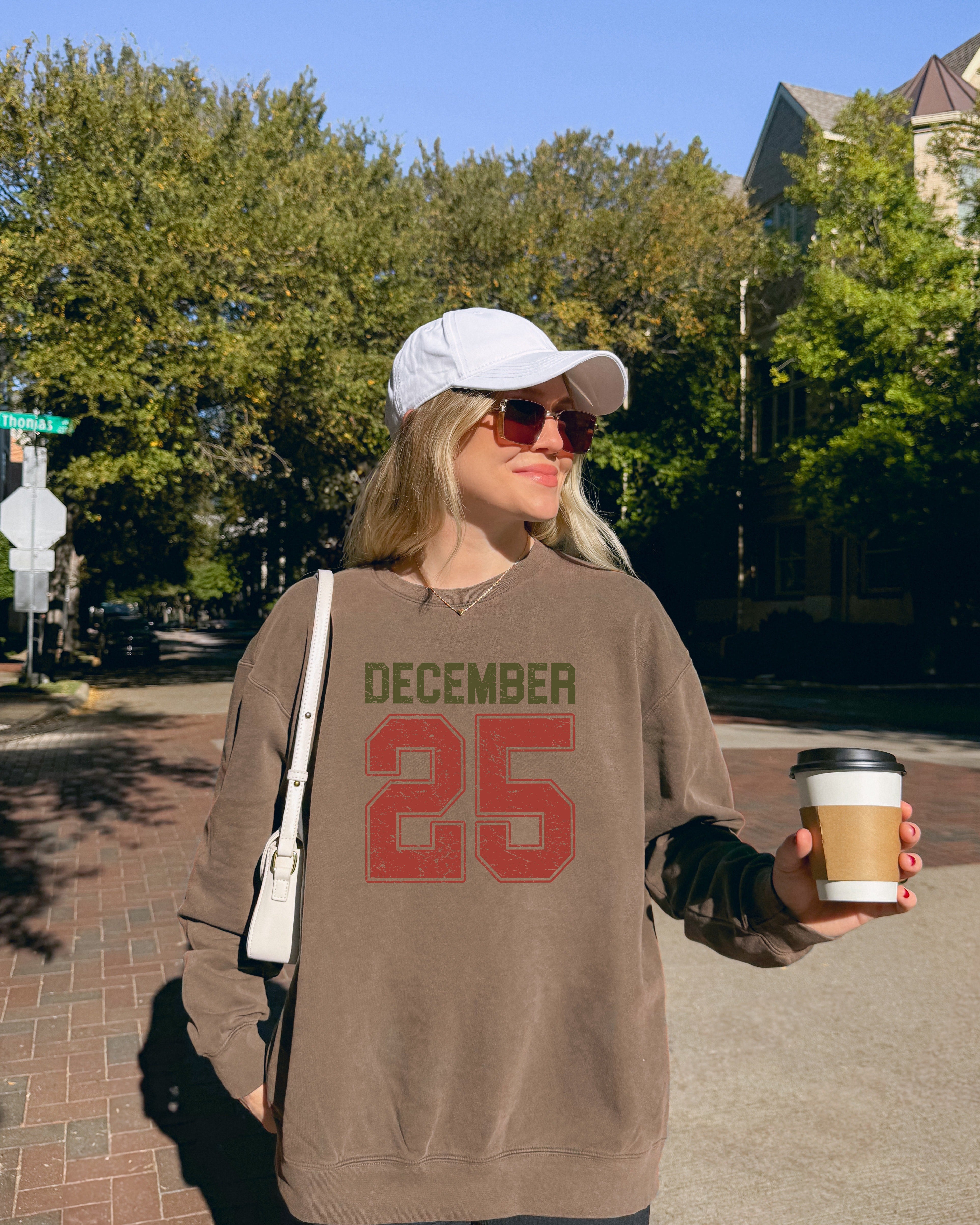 December 25 Christmas Holiday Winter Garment Dyed Comfort Colors Sweatshirt