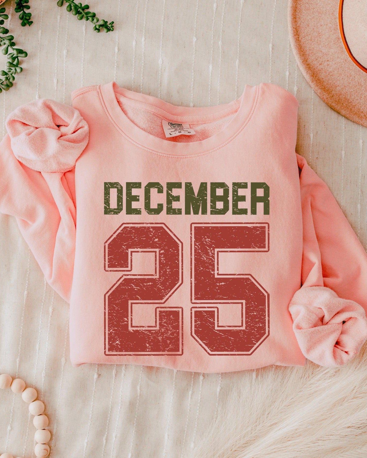 December 25 Christmas Holiday Winter Garment Dyed Comfort Colors Sweatshirt