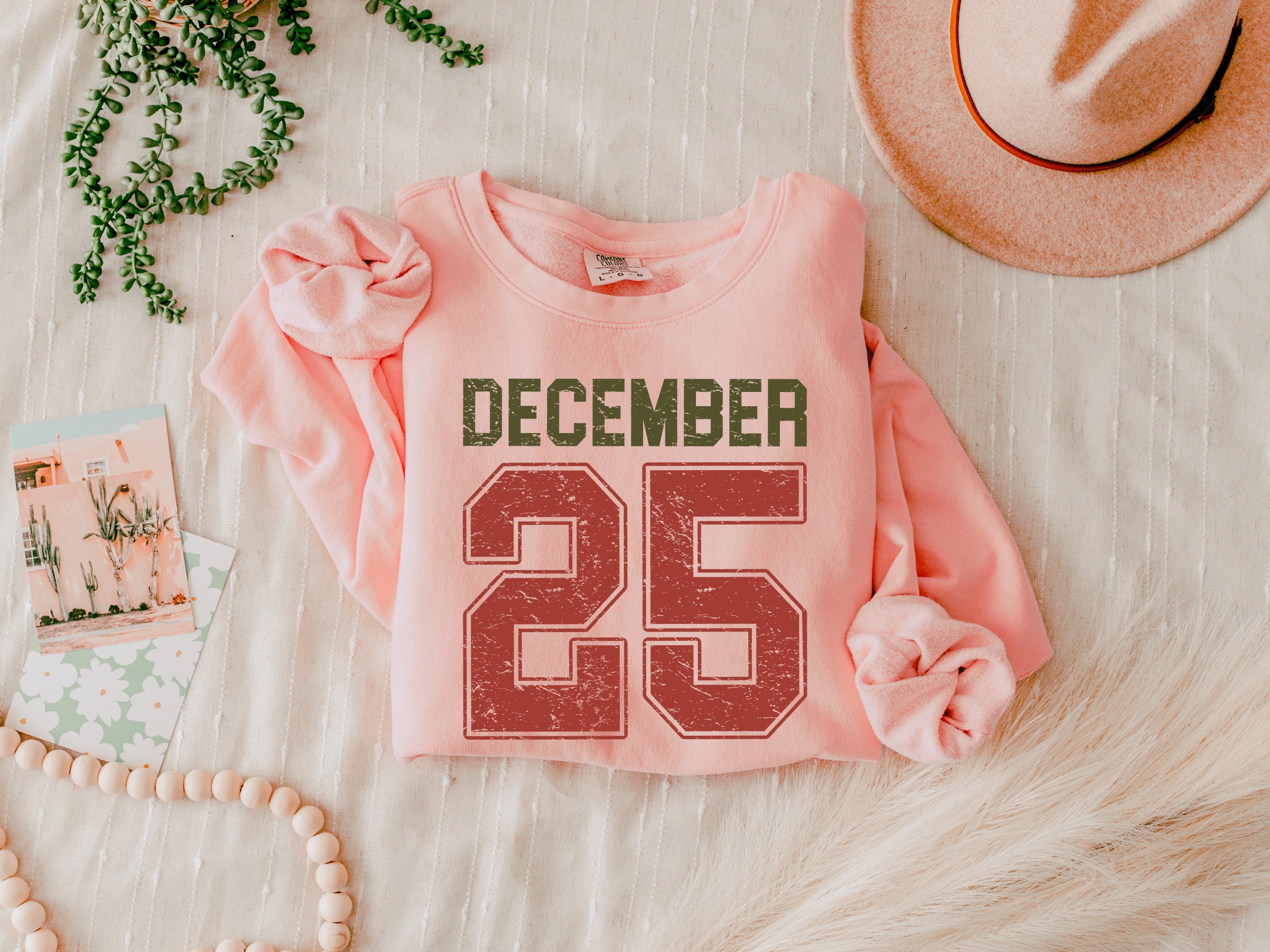 December 25 Christmas Holiday Winter Garment Dyed Comfort Colors Sweatshirt