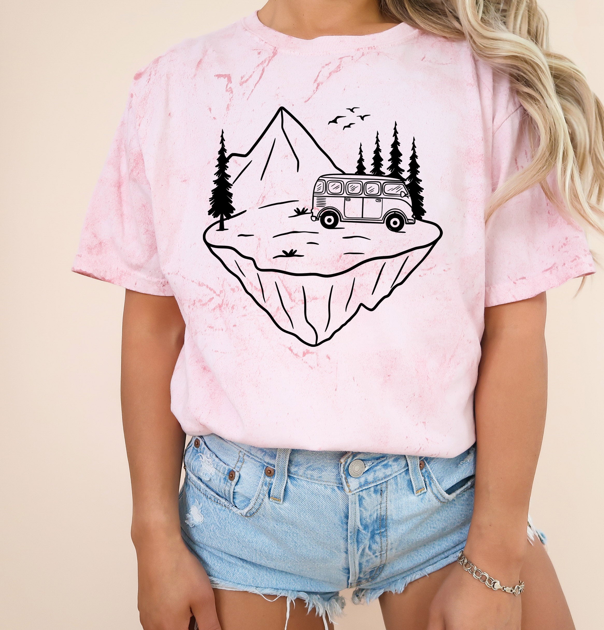 Desert Camping Hiking Mountain Nature Garment Dyed T Shirt