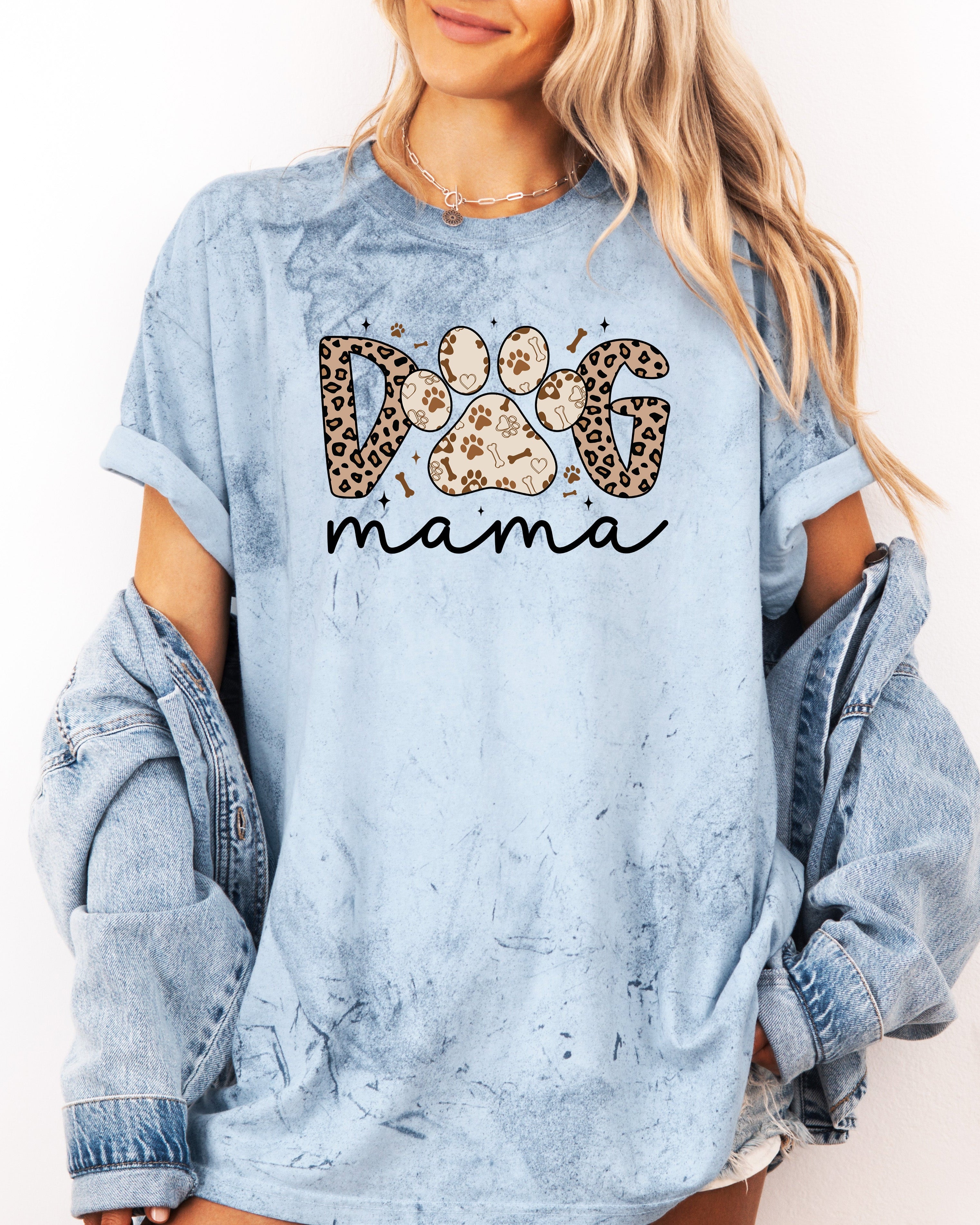 Dog Mom Comfort Fall Colors Garment Dyed T Shirt (Leopard)