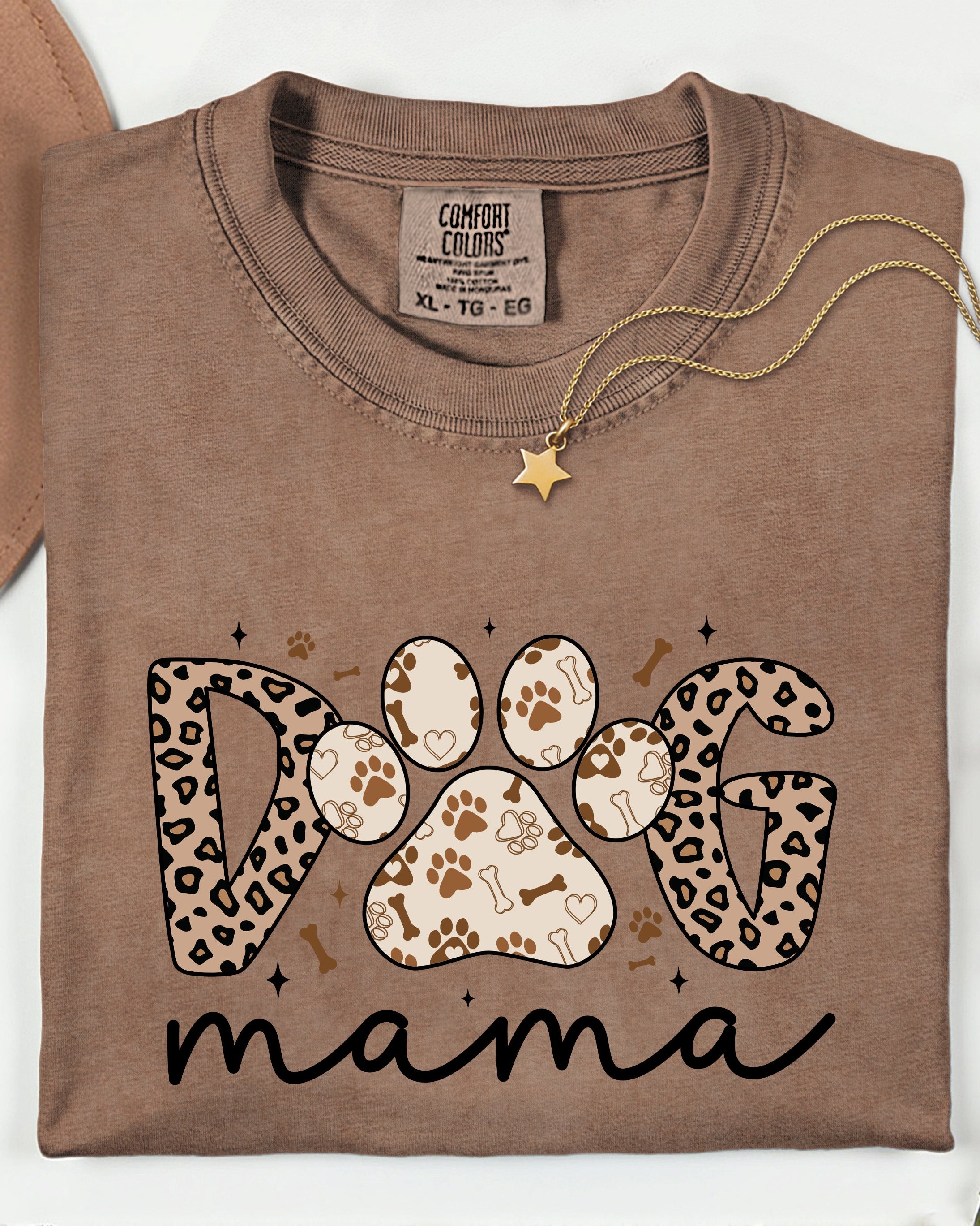 Dog Mom Comfort Fall Colors Garment Dyed T Shirt (Leopard)