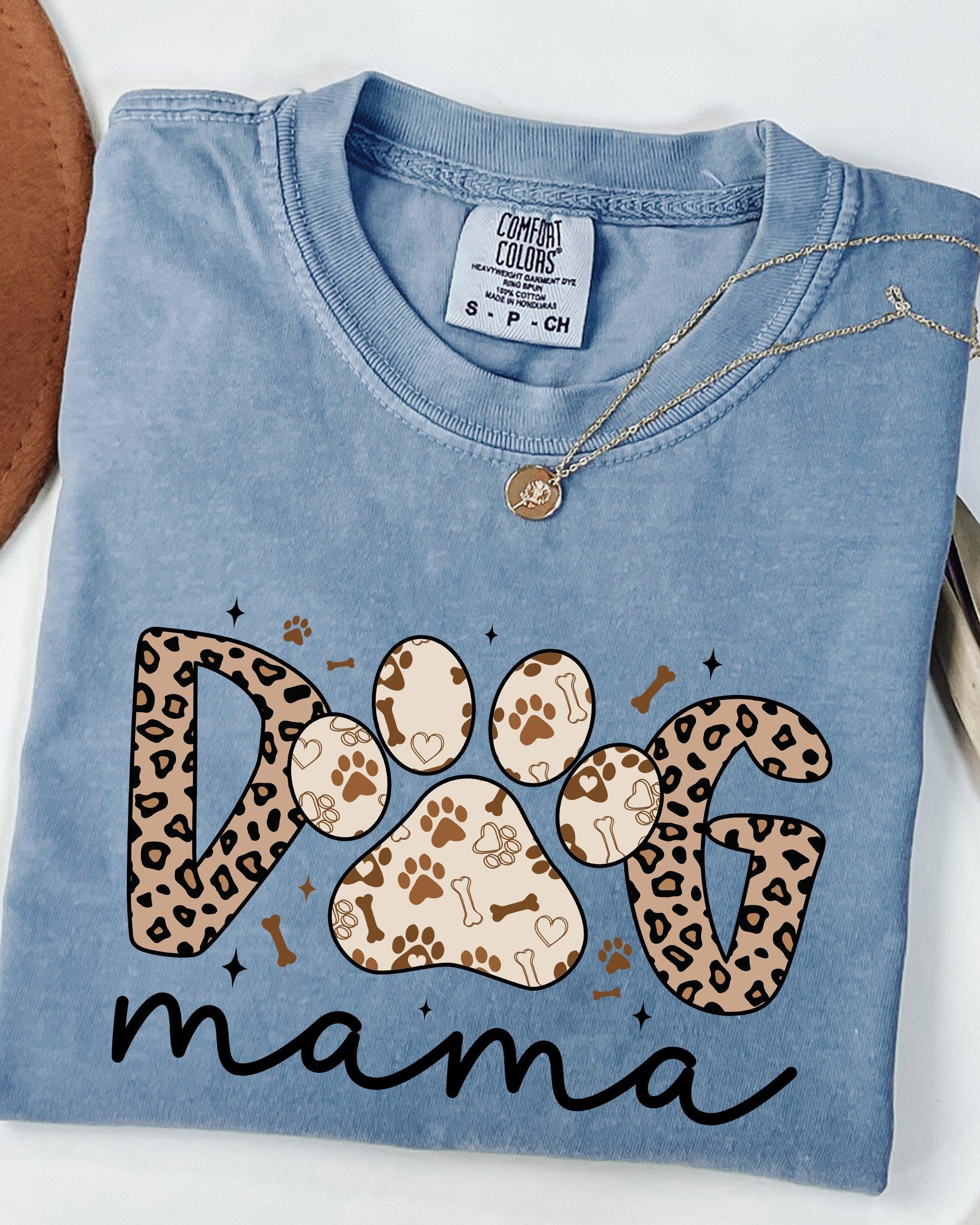Dog Mom Comfort Fall Colors Garment Dyed T Shirt (Leopard)