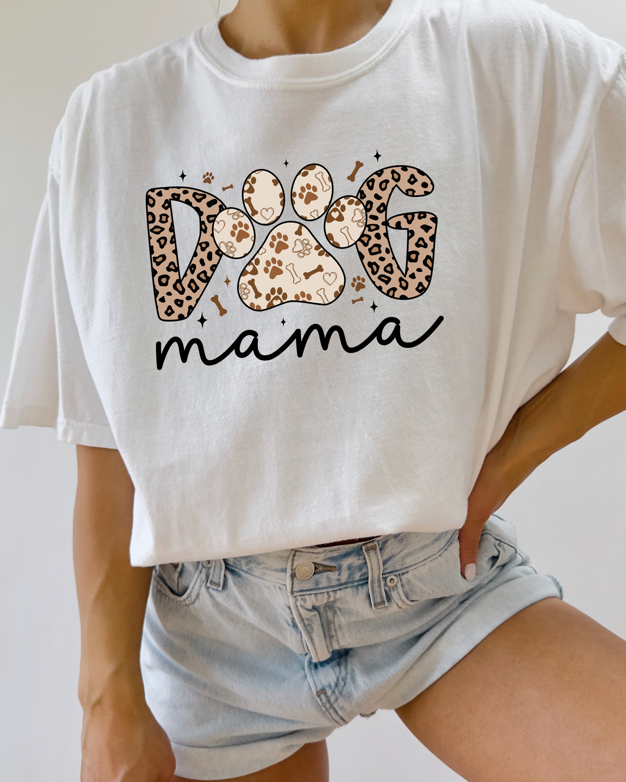 Dog Mom Comfort Fall Colors Garment Dyed T Shirt (Leopard)