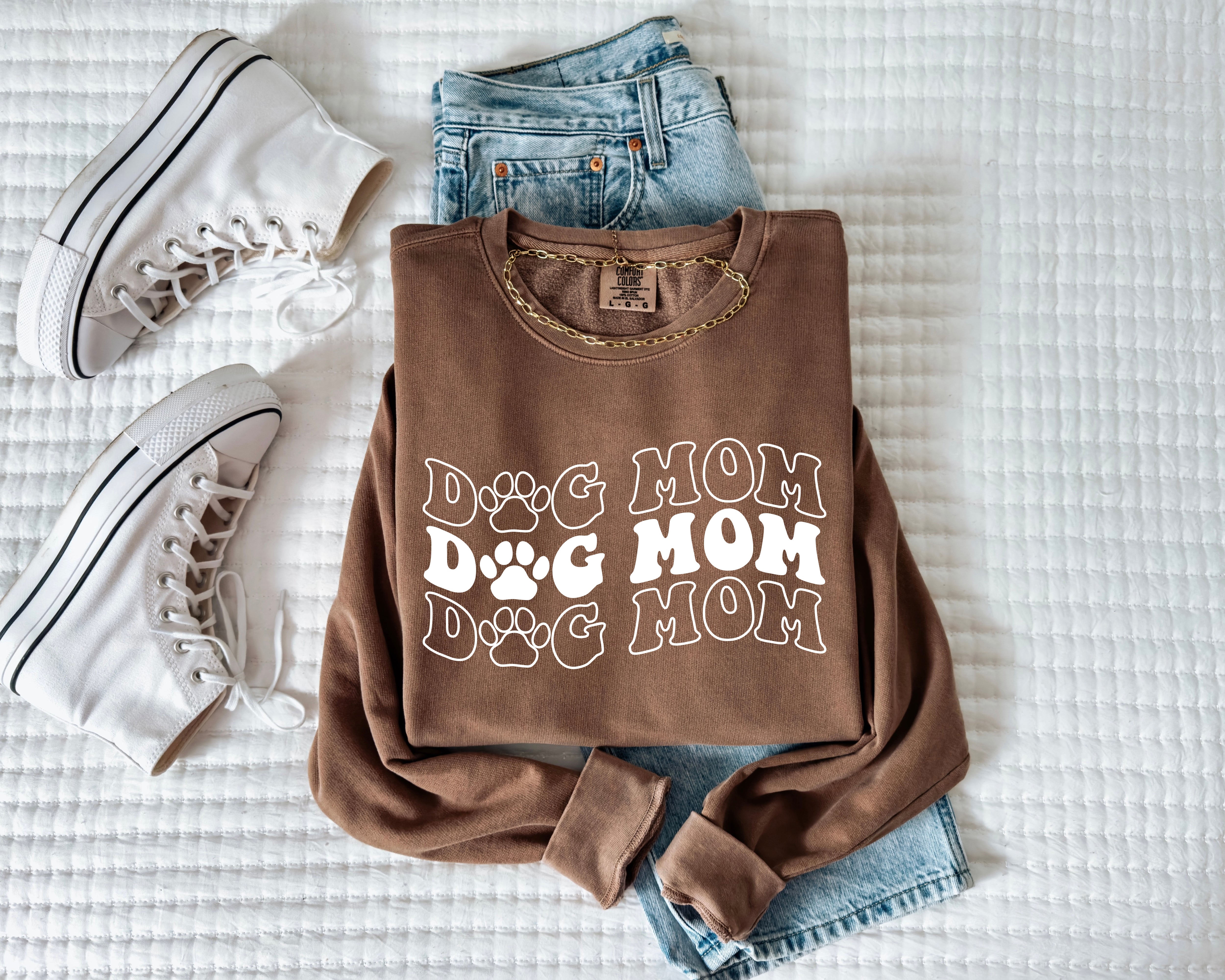 Dog mom Garment Dyed Comfort Colors Sweatshirt (Groovy)