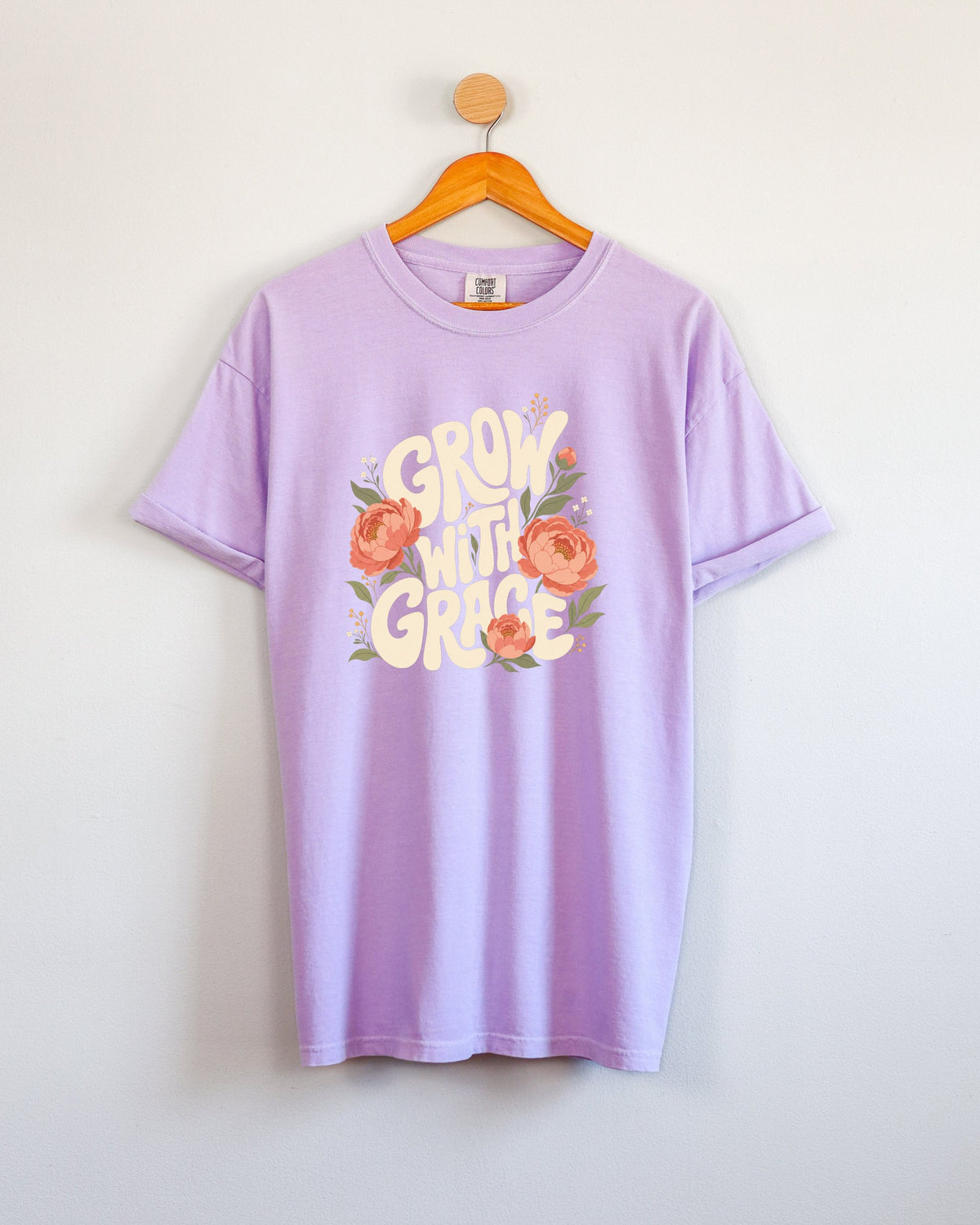 Grow With Grace Christian Flower Comfort Colors T-Shirt, Jesus Bible Gift