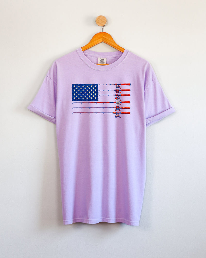USA America Fishing Comfort Colors T Shirt - 4th of July, Memorial day, Veterans day gift for dad
