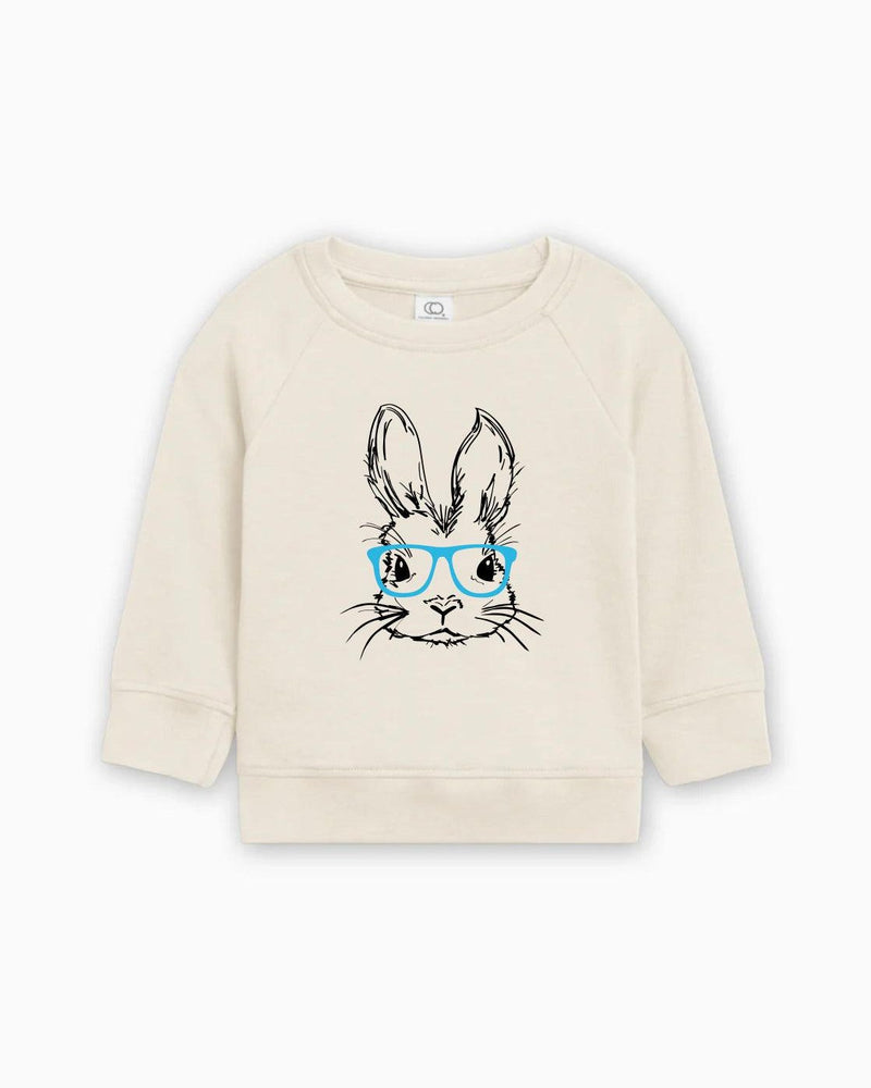 Easter Bunny With Blue Glasses Organic Cotton Baby toddler Pullover