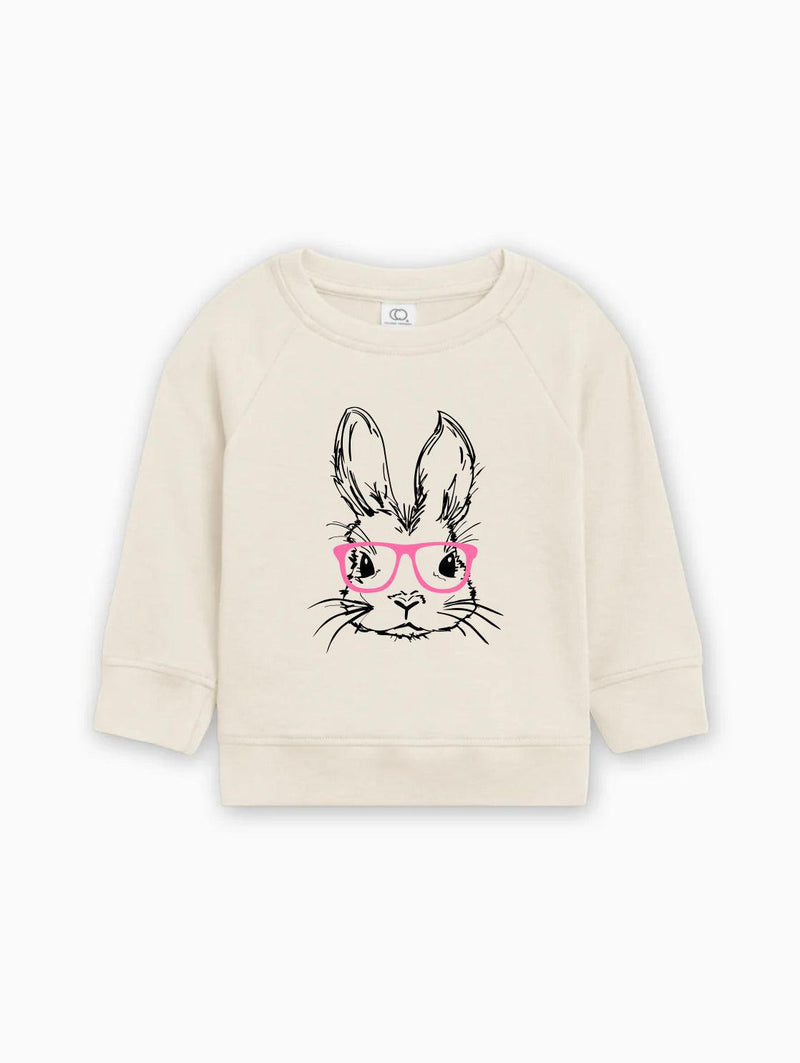 Easter Bunny With Pink Glasses Organic Cotton Baby toddler Pullover