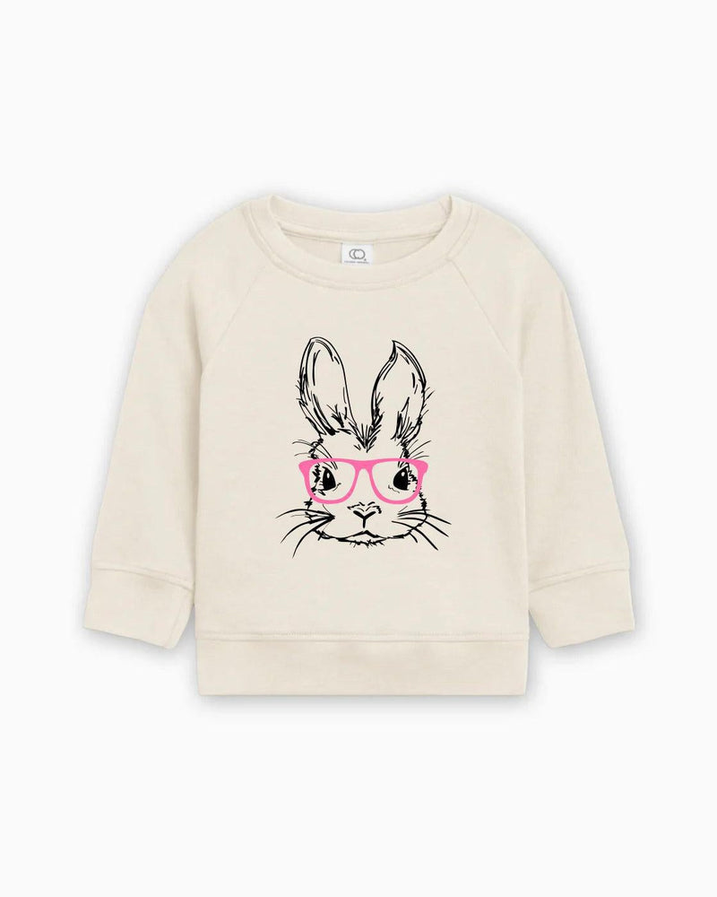Easter Bunny With Pink Glasses Organic Cotton Baby toddler Pullover