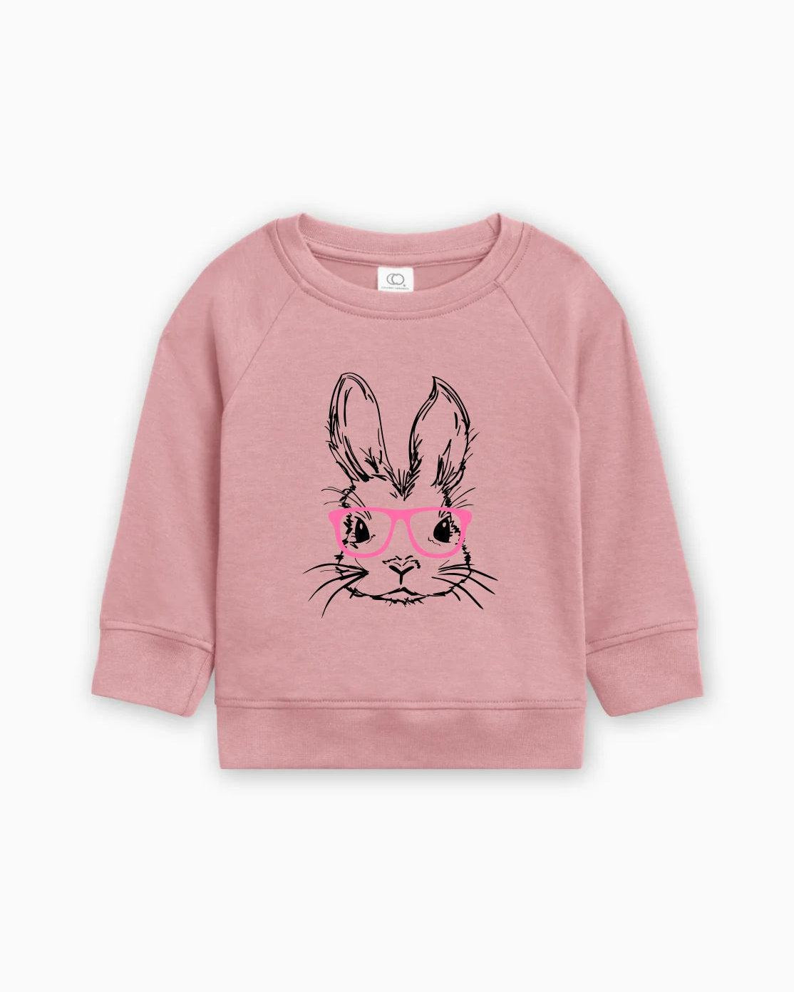 Easter Bunny With Pink Glasses Organic Cotton Baby toddler Pullover