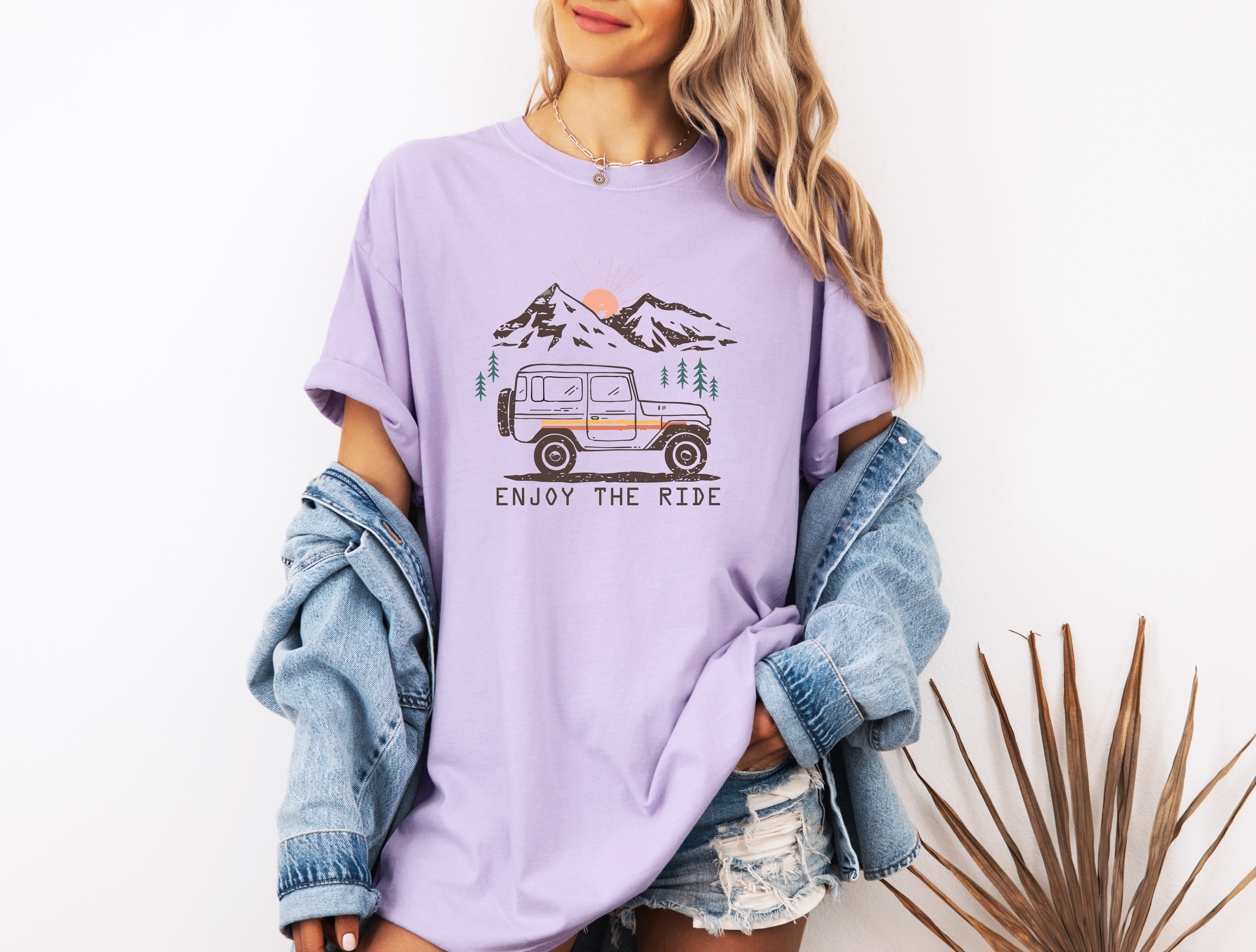 Enjoy the Ride Camping Hiking Mountain Nature Comfort Colors T Shirt