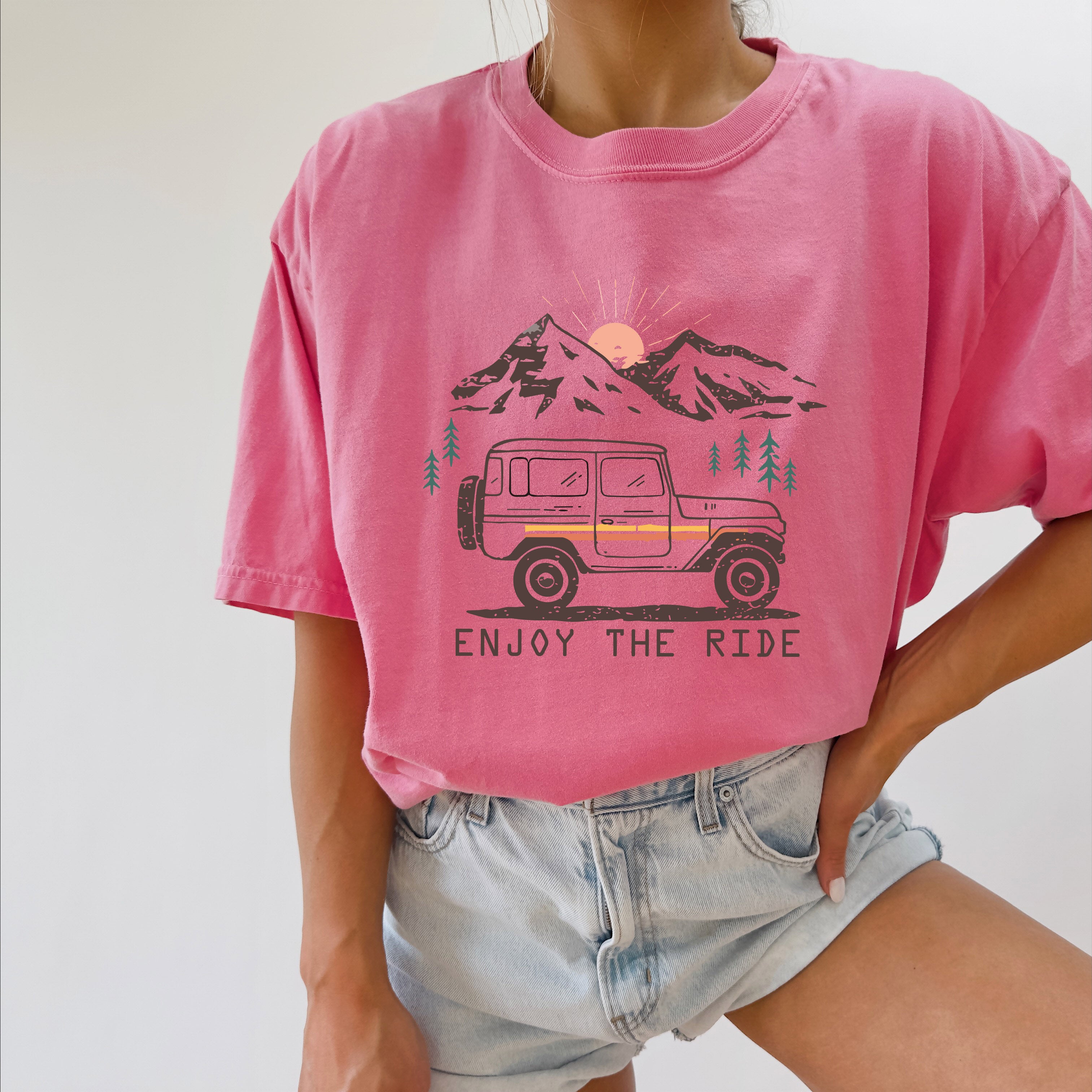 Enjoy the Ride Camping Hiking Mountain Nature Comfort Colors T Shirt