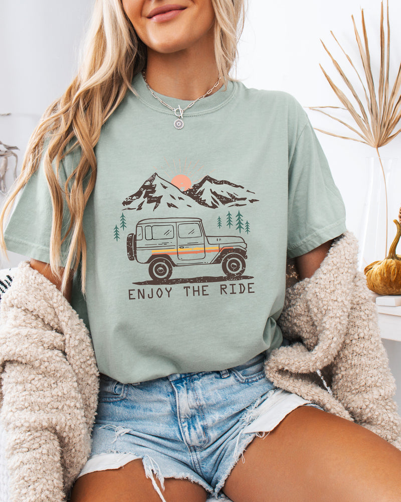 Enjoy the Ride Camping Hiking Mountain Nature Comfort Colors T Shirt