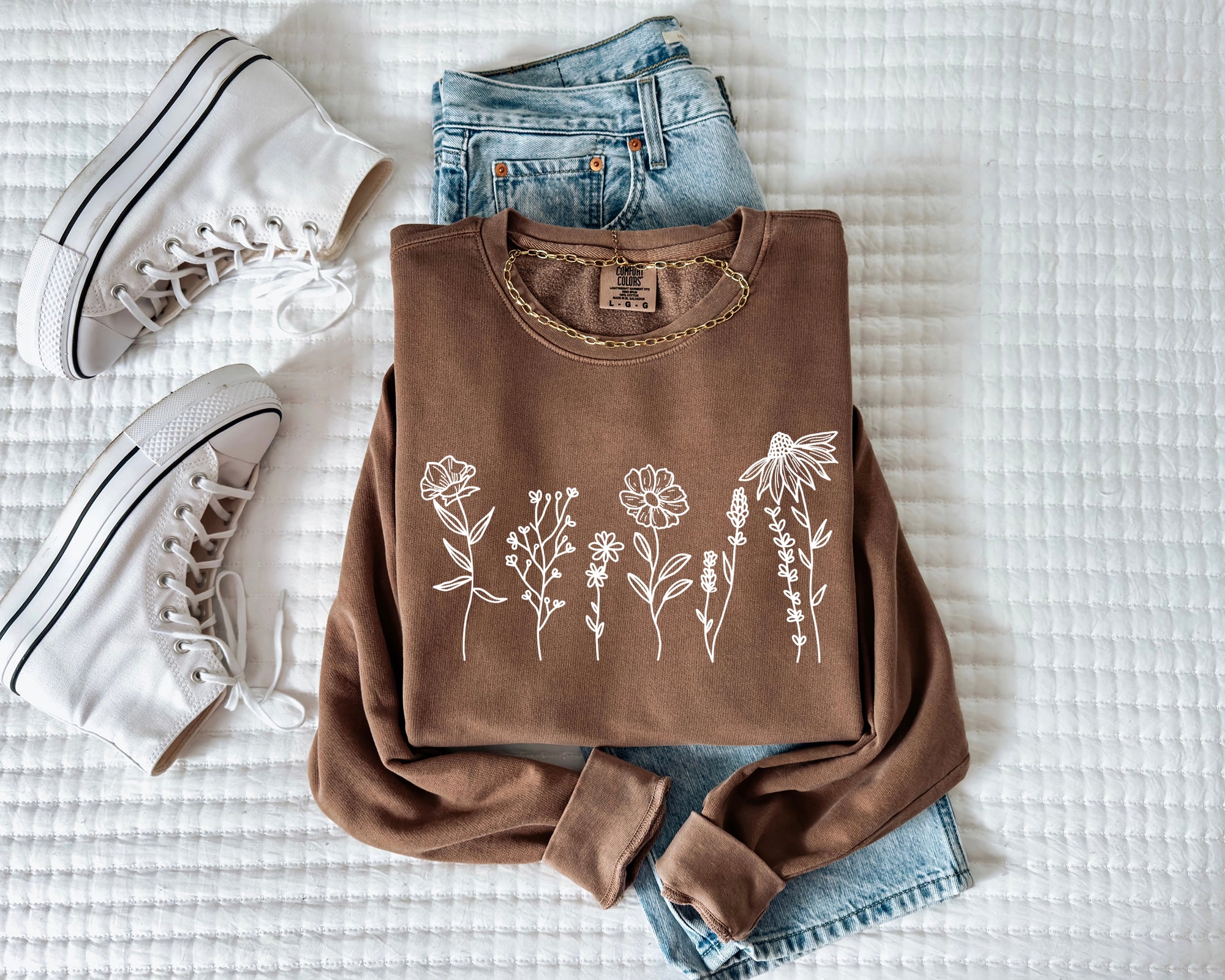 Wildflowers Botanical Garment Dyed Comfort Colors Sweatshirt