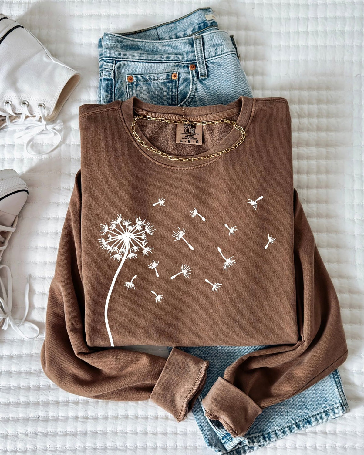 Dandelion Botanical Comfort Colors Sweatshirt, Wildflower Plant Gift for Women