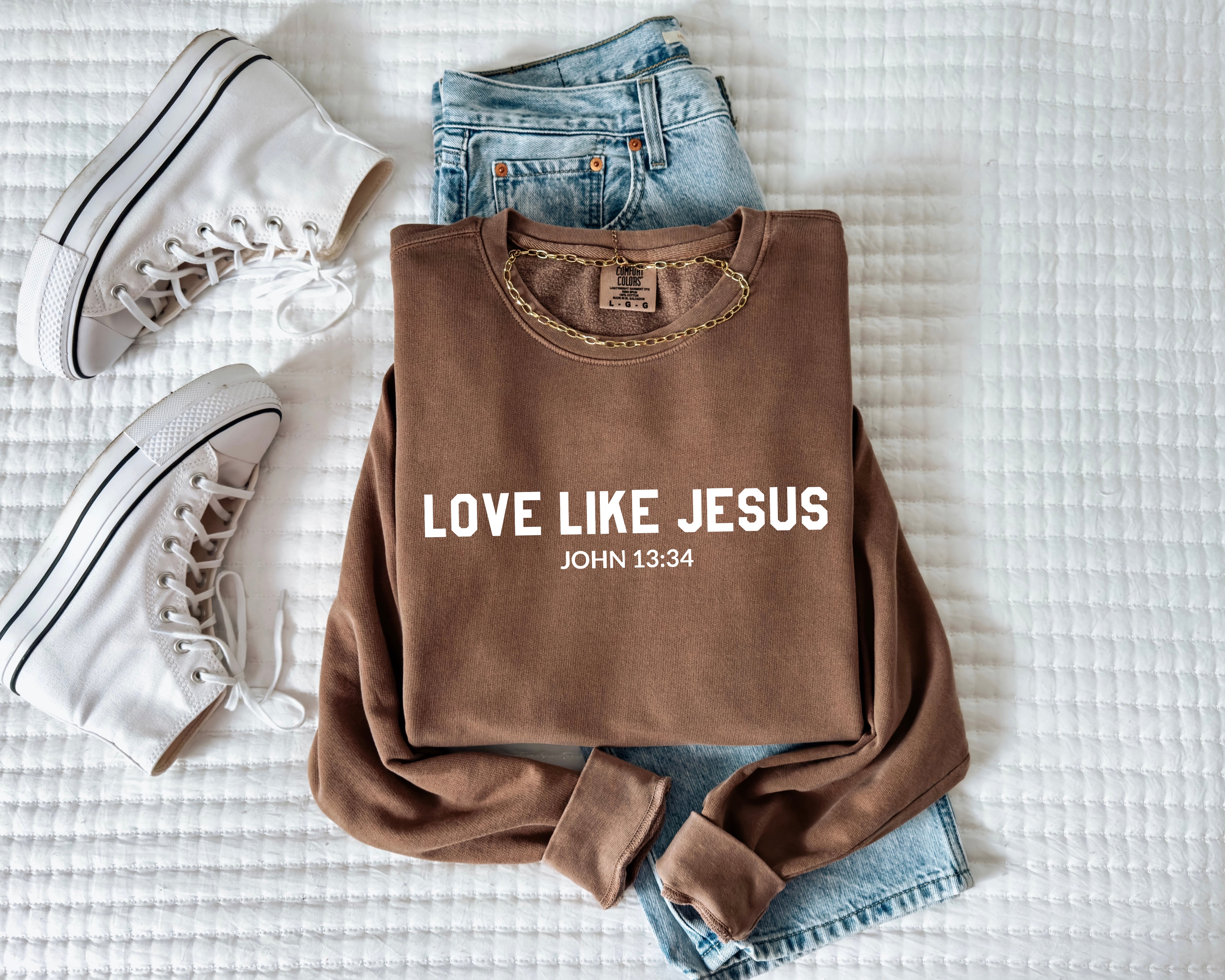 Love Like Jesus Christian Garment Dyed Comfort Colors Sweatshirt