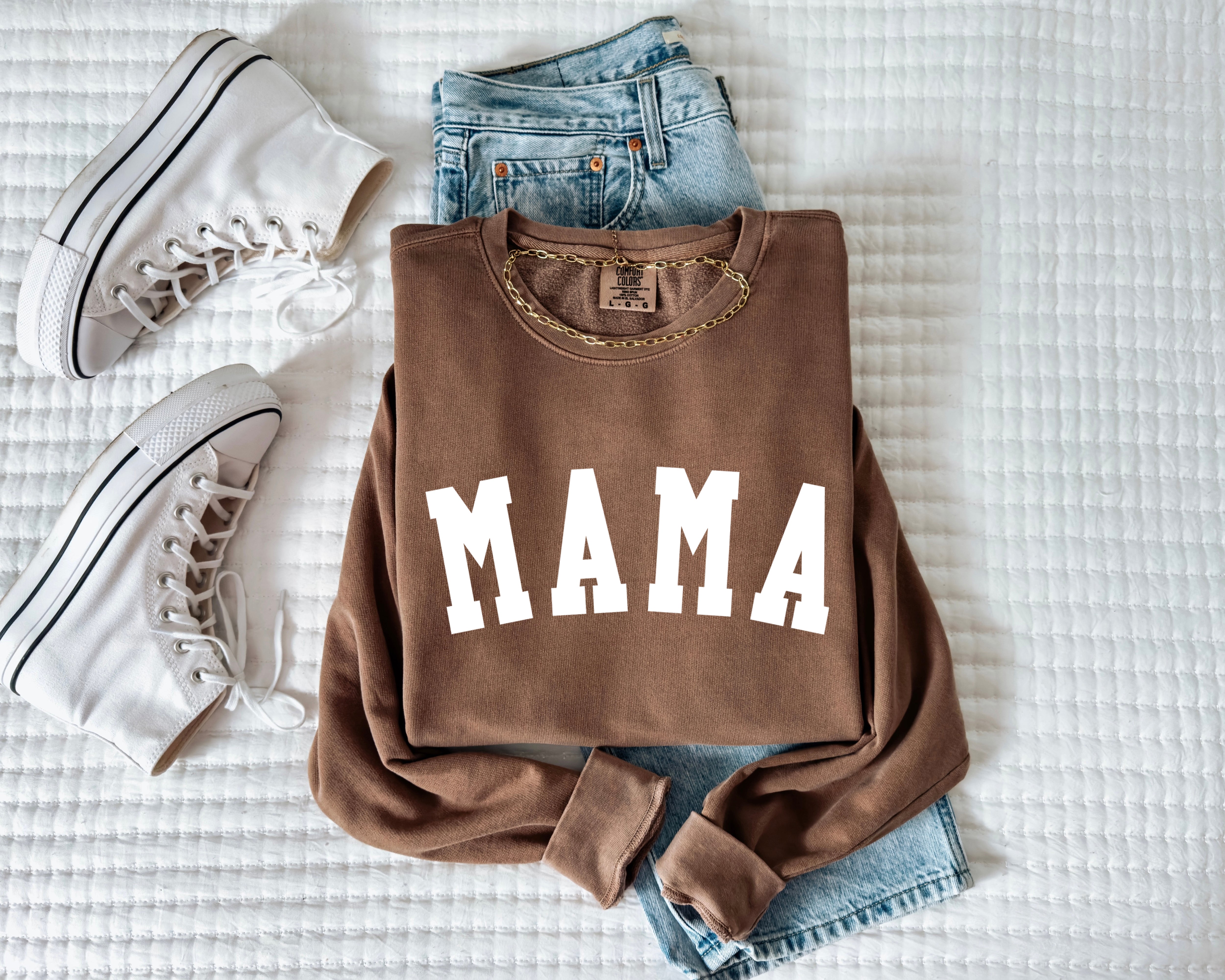 Mama Garment Dyed Comfort Colors Sweatshirt (Condensed Font)