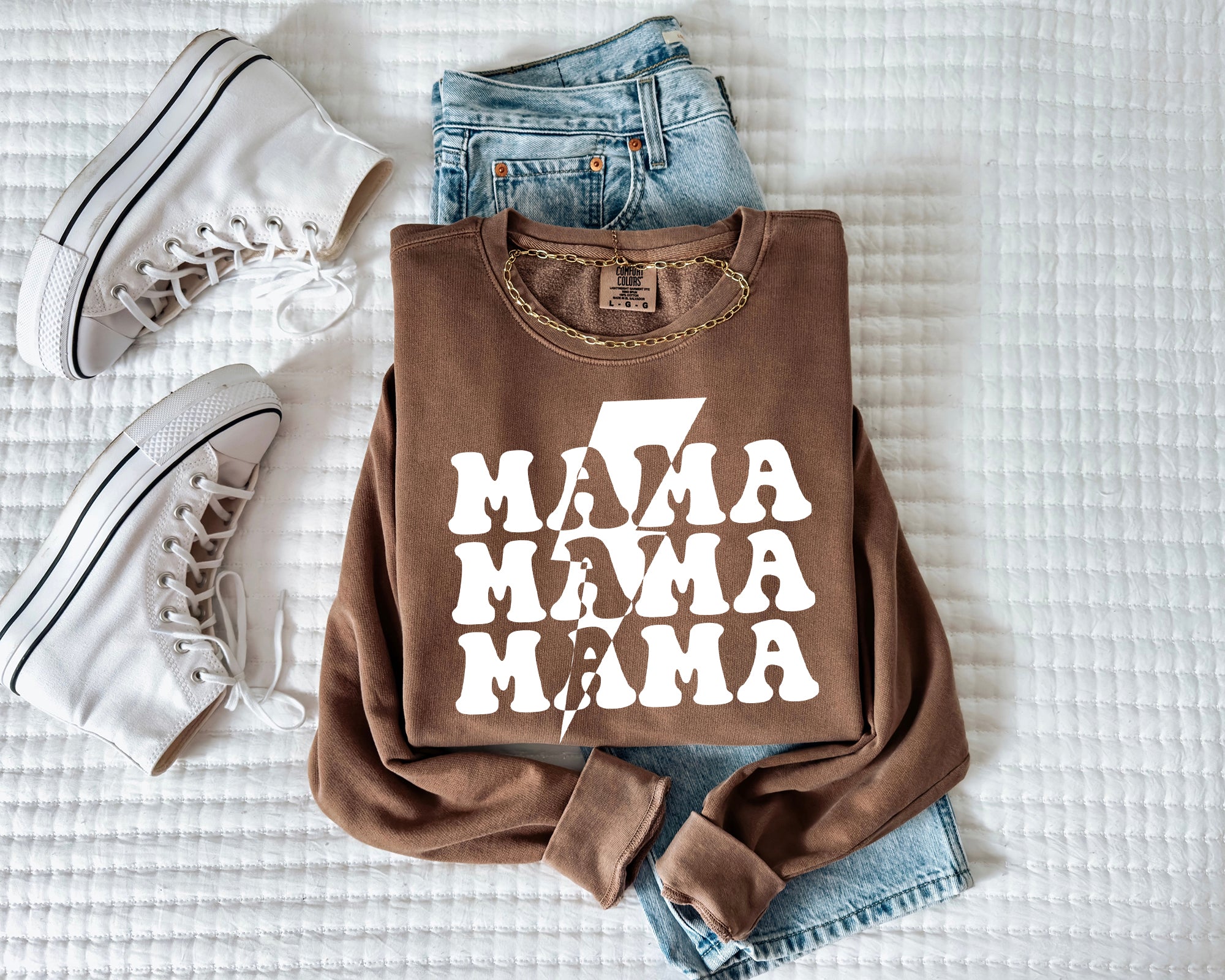 Mama Lightning Garment Dyed Comfort Colors Sweatshirt