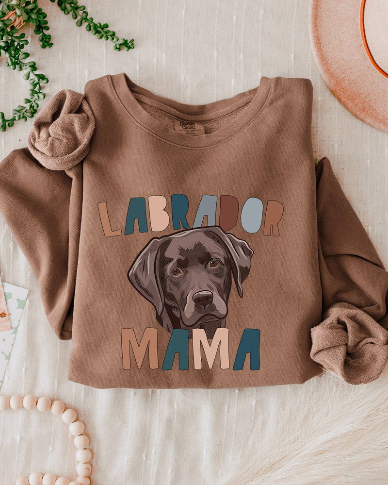 Chocolate Labrador Retriever Dog Mom Garment Dyed Comfort Colors Sweatshirt (Color)