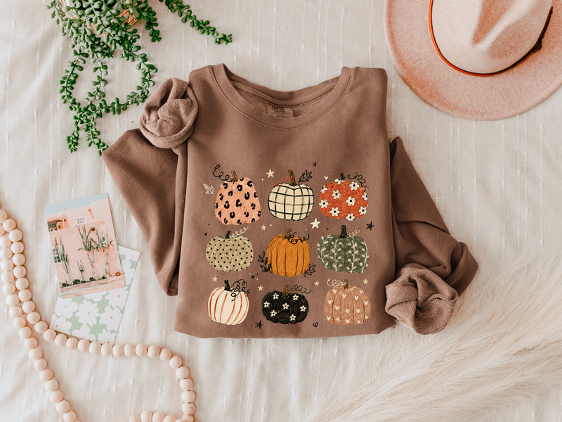 Pumpkins Fall Autumn Season Thanksgiving day 100% cotton Garment Dyed Comfort Colors Sweatshirt