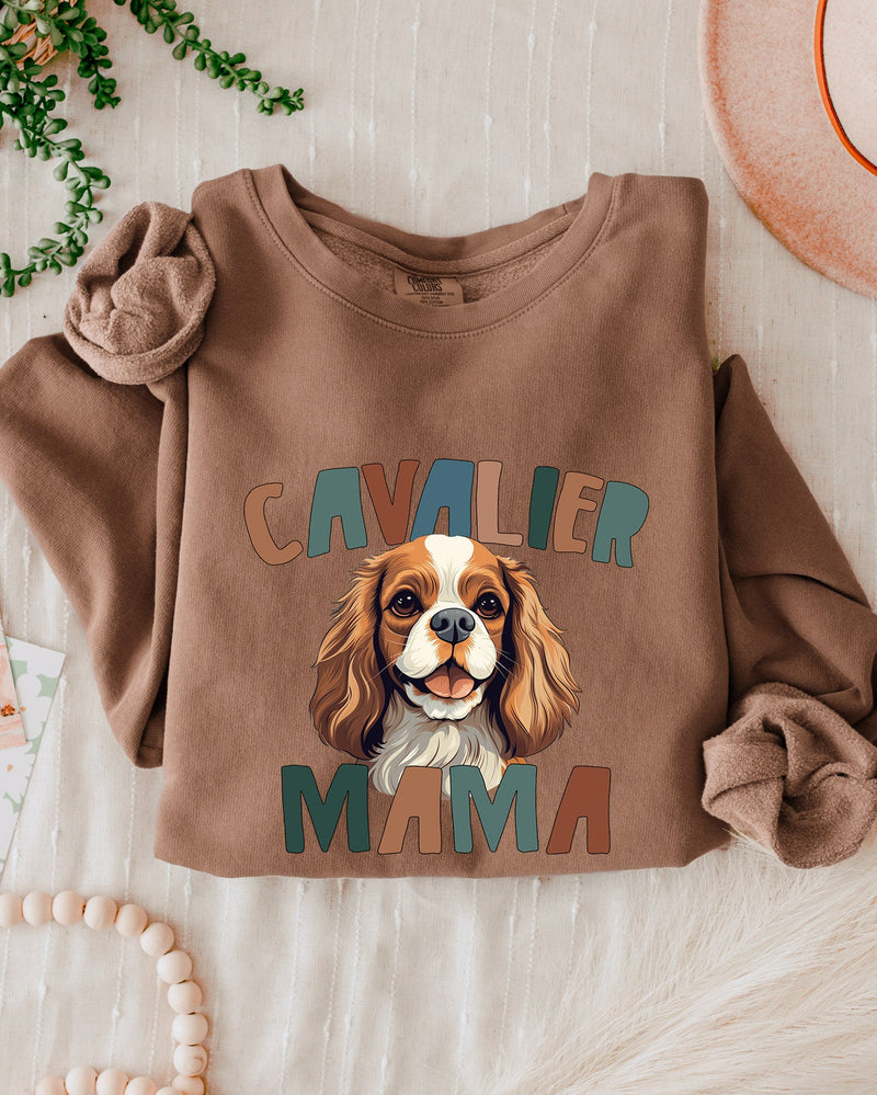 Cavalier King Charles Spaniel Dog Mom Garment Dyed Comfort Colors Sweatshirt (Color)