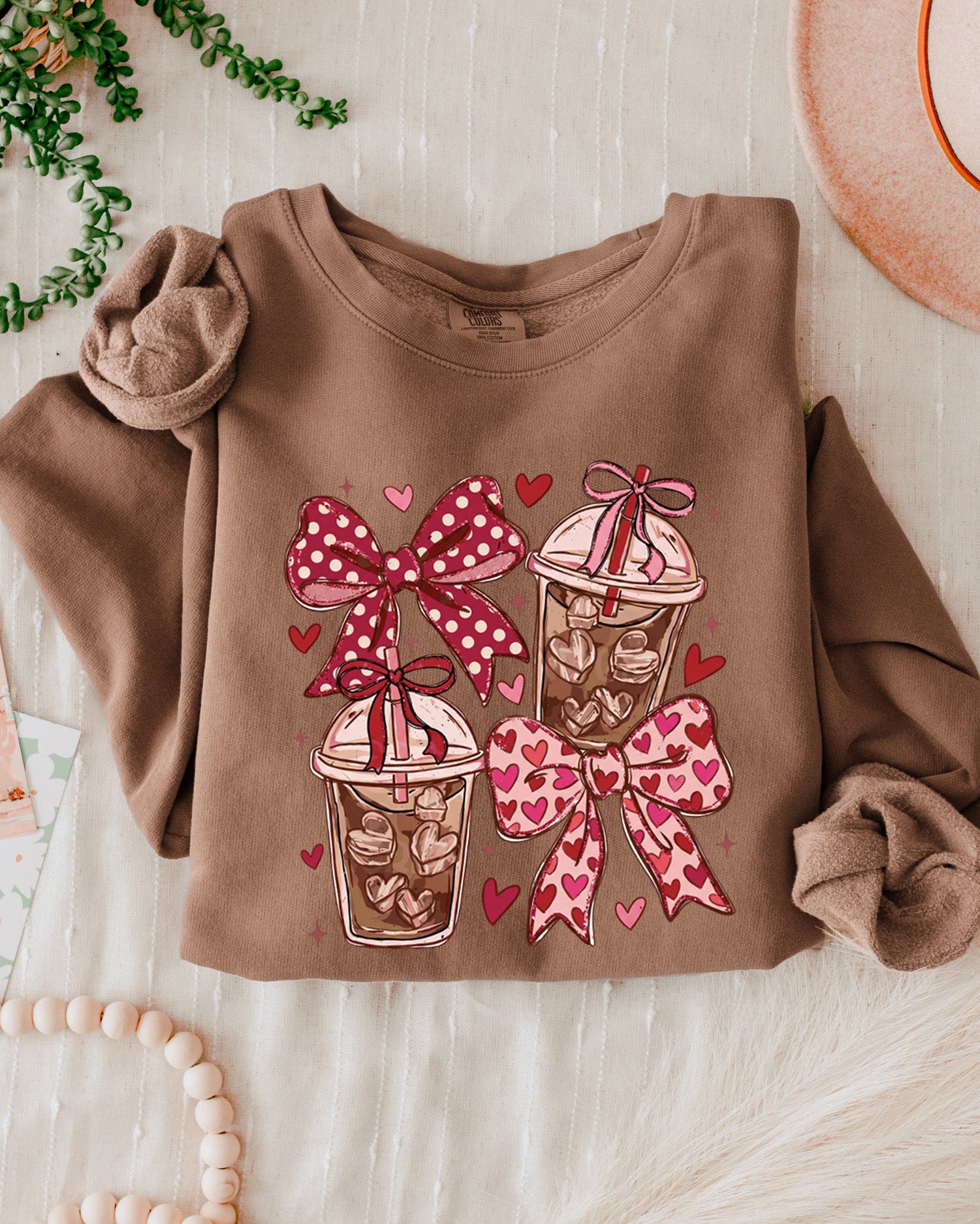 Coffee Iced Lattee Valentine's Day Garment Dyed Comfort Colors Sweatshirt