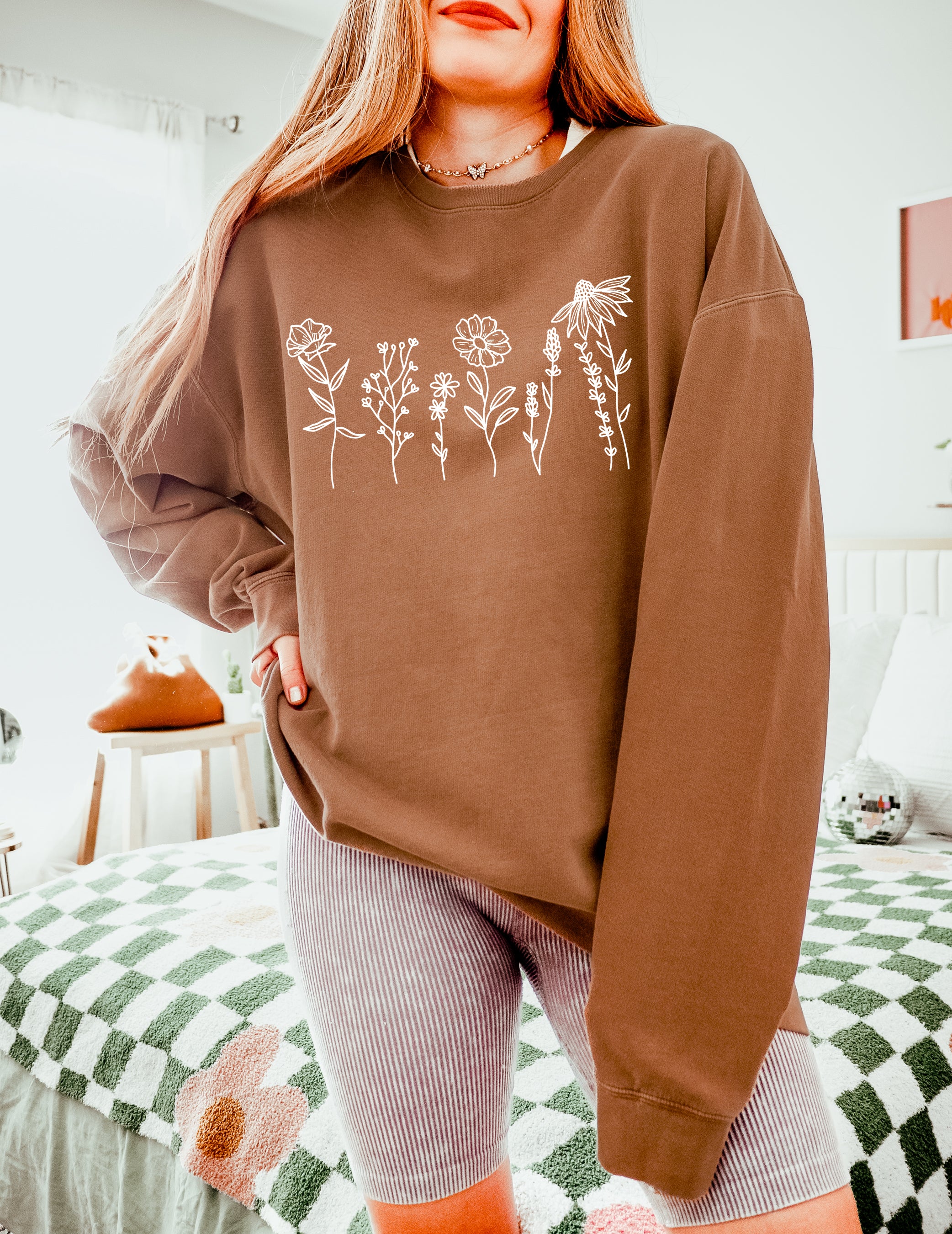 Wildflowers Botanical Garment Dyed Comfort Colors Sweatshirt