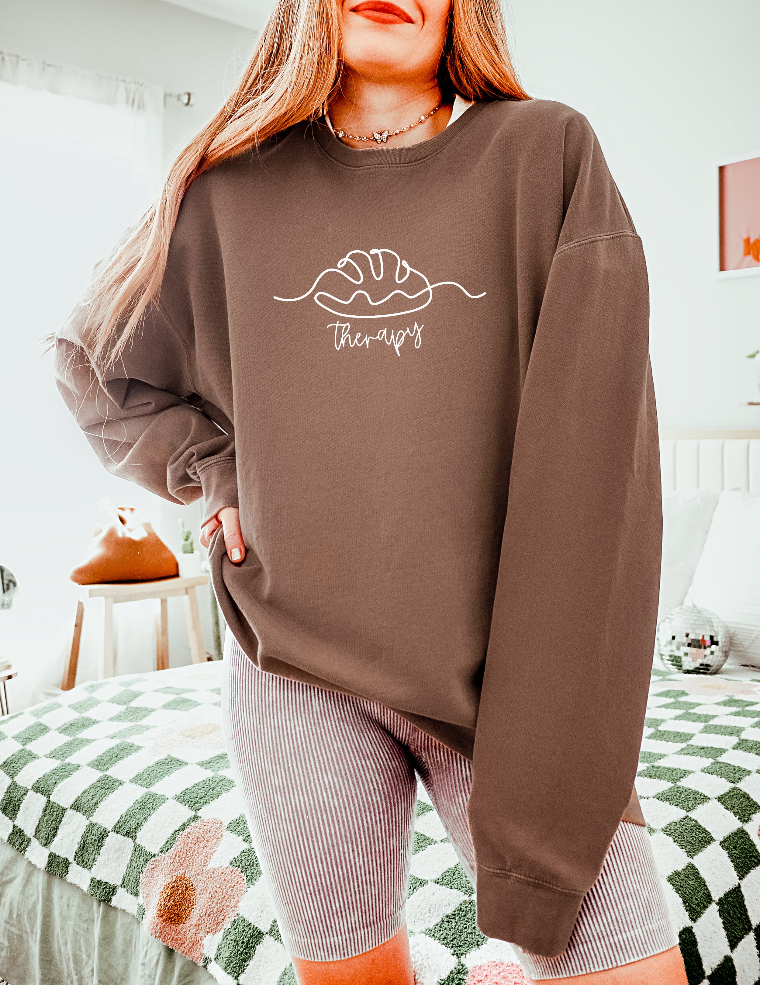Bread Therapy Fall Autumn Thanksgiving day Inspirational Garment Dyed Comfort Colors Sweatshirt