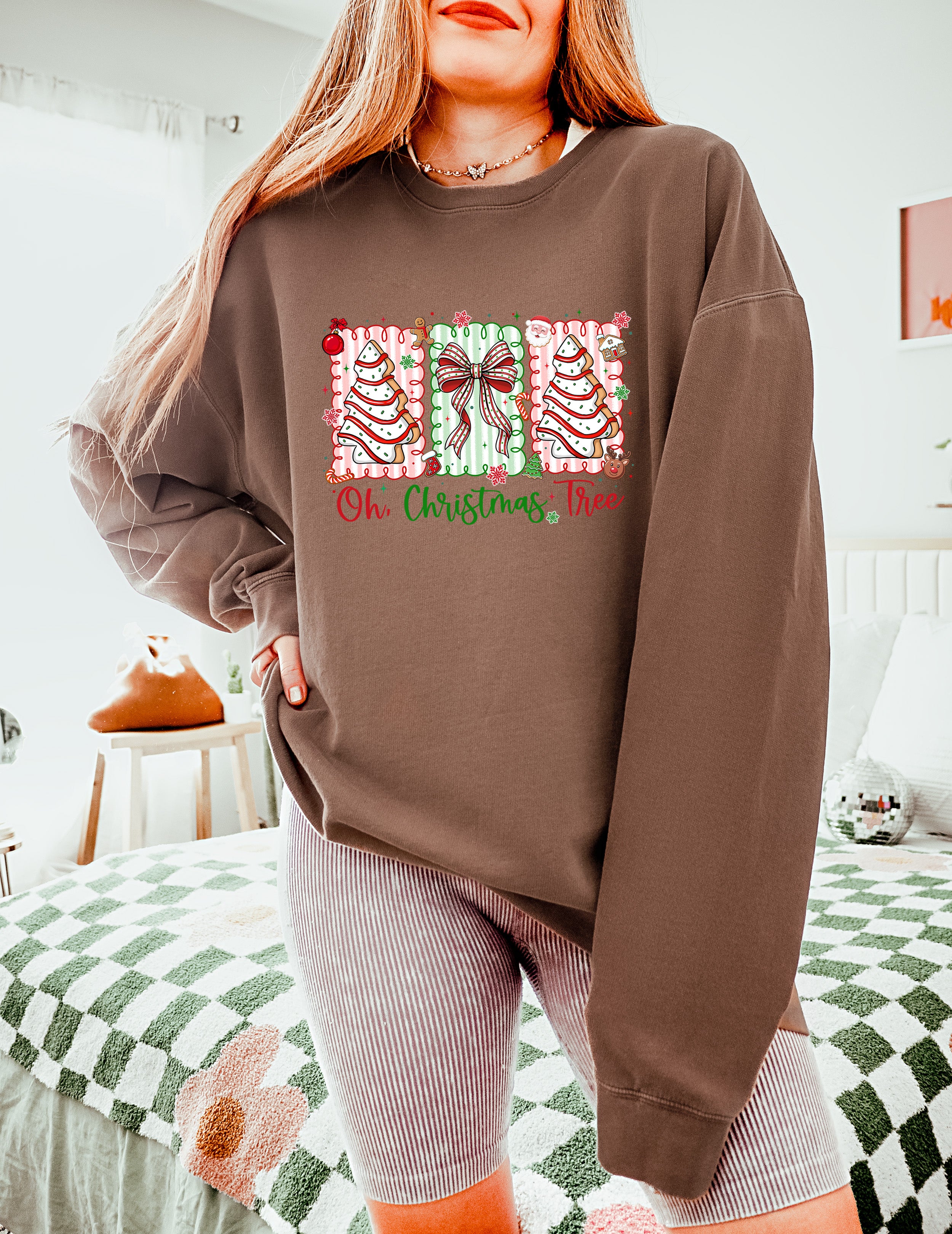Merry Christmas Tree Holiday Winter Fall Inspirational Garment Dyed Comfort Colors Sweatshirt