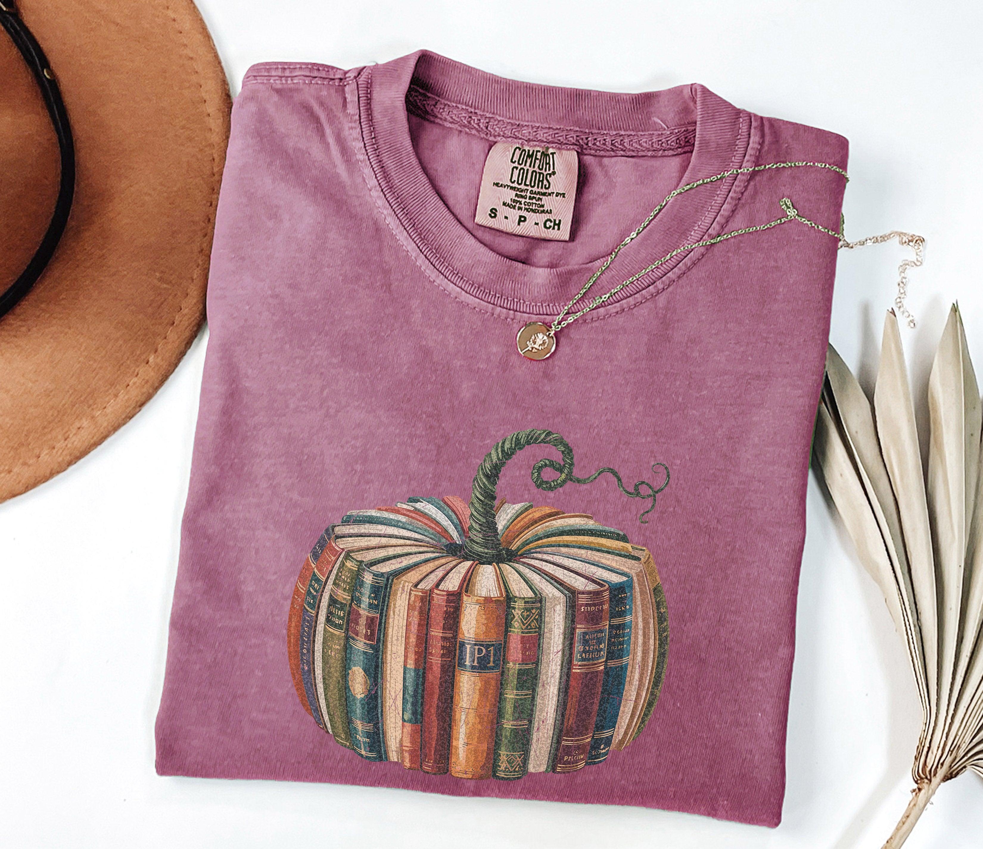 Fall Pumpkin Book Thanksgiving day Christmas Autumn Comfort Colors Garment Dyed T Shirt