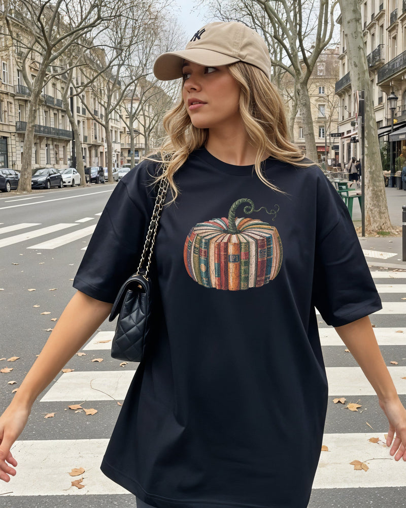 Fall Pumpkin Book Thanksgiving day Christmas Autumn Comfort Colors Garment Dyed T Shirt