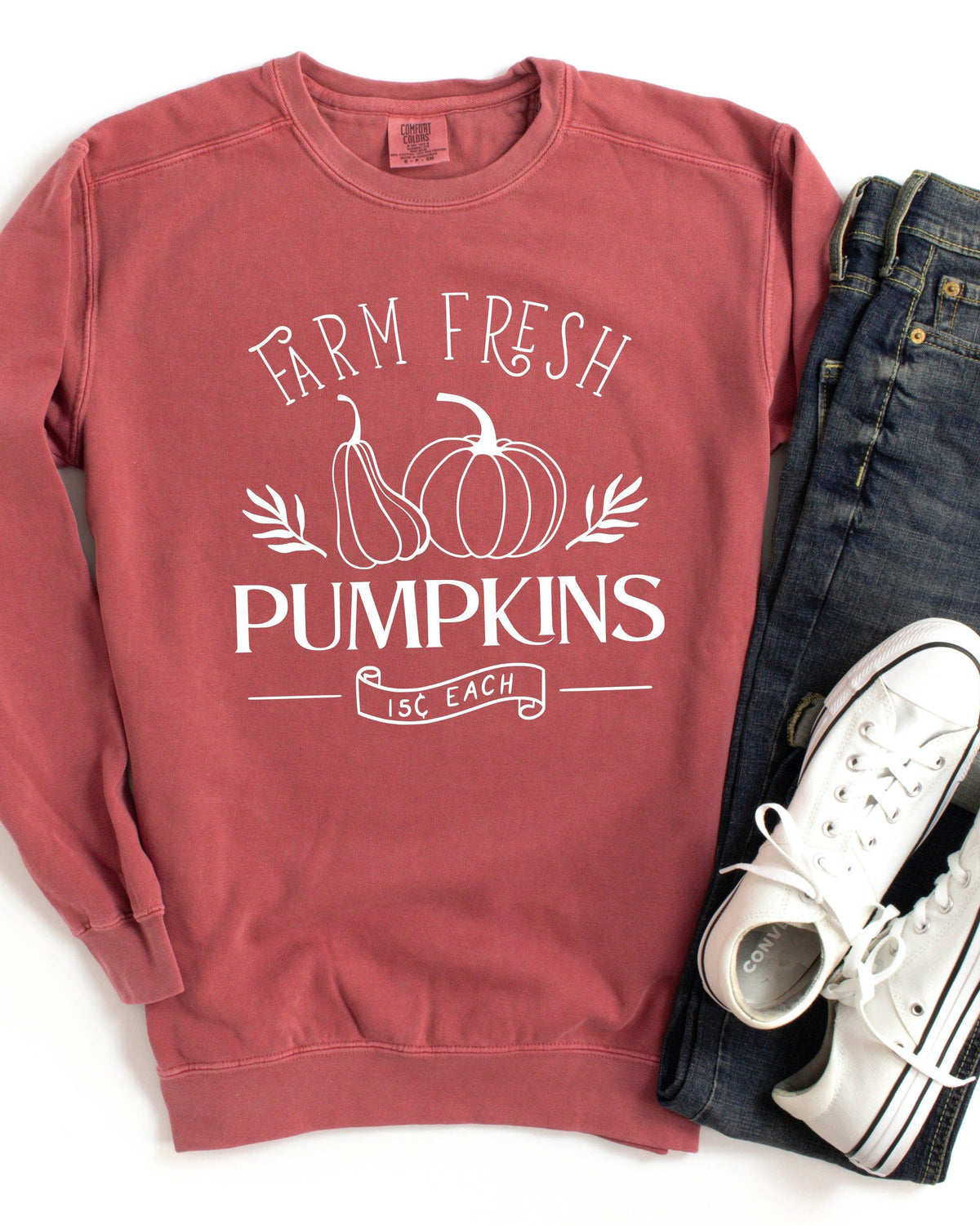 Farm Fresh Pumpkins Fall Garment Dyed Comfort Colors Sweatshirt | Thanksgiving