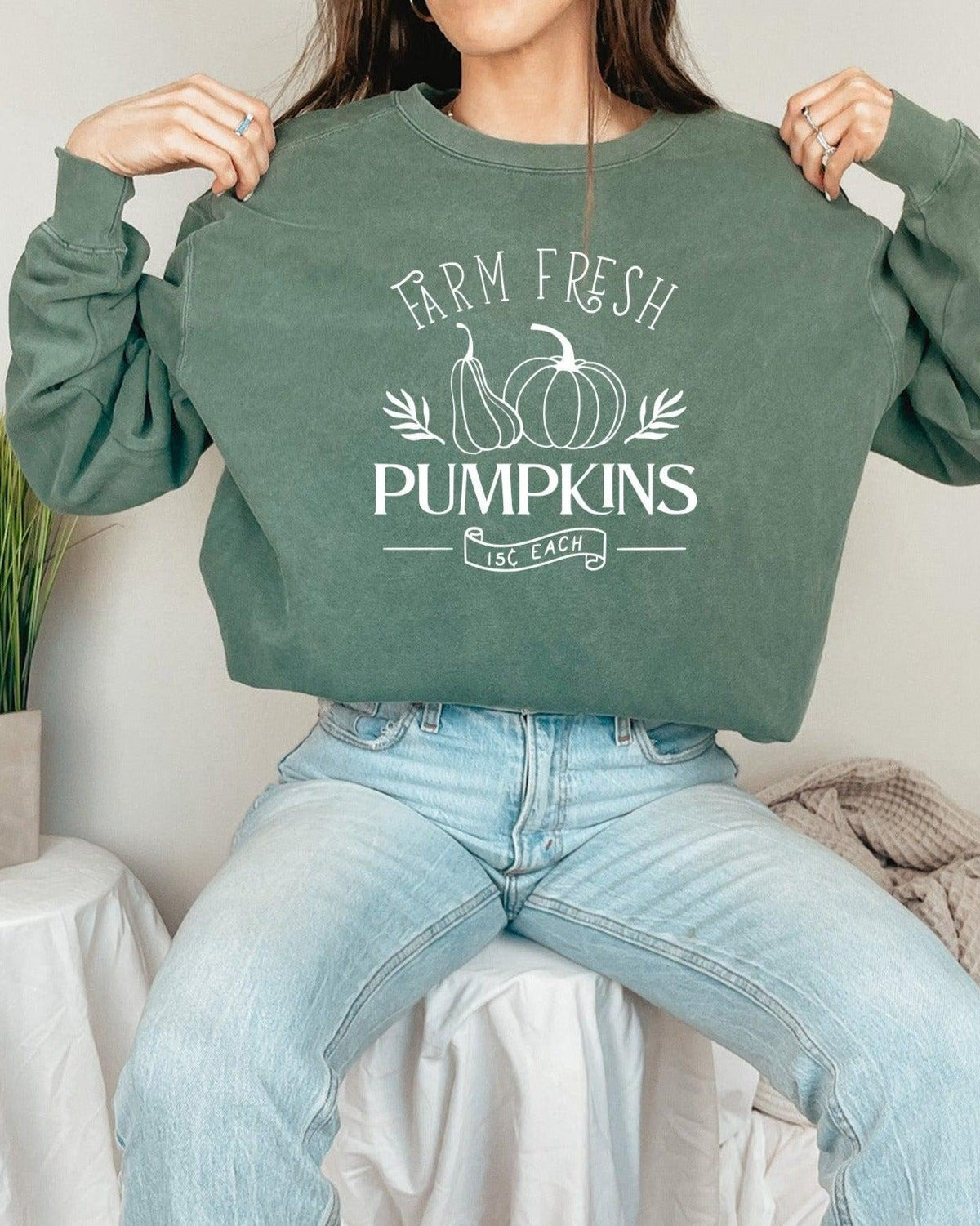 Farm Fresh Pumpkins Fall Garment Dyed Comfort Colors Sweatshirt | Thanksgiving