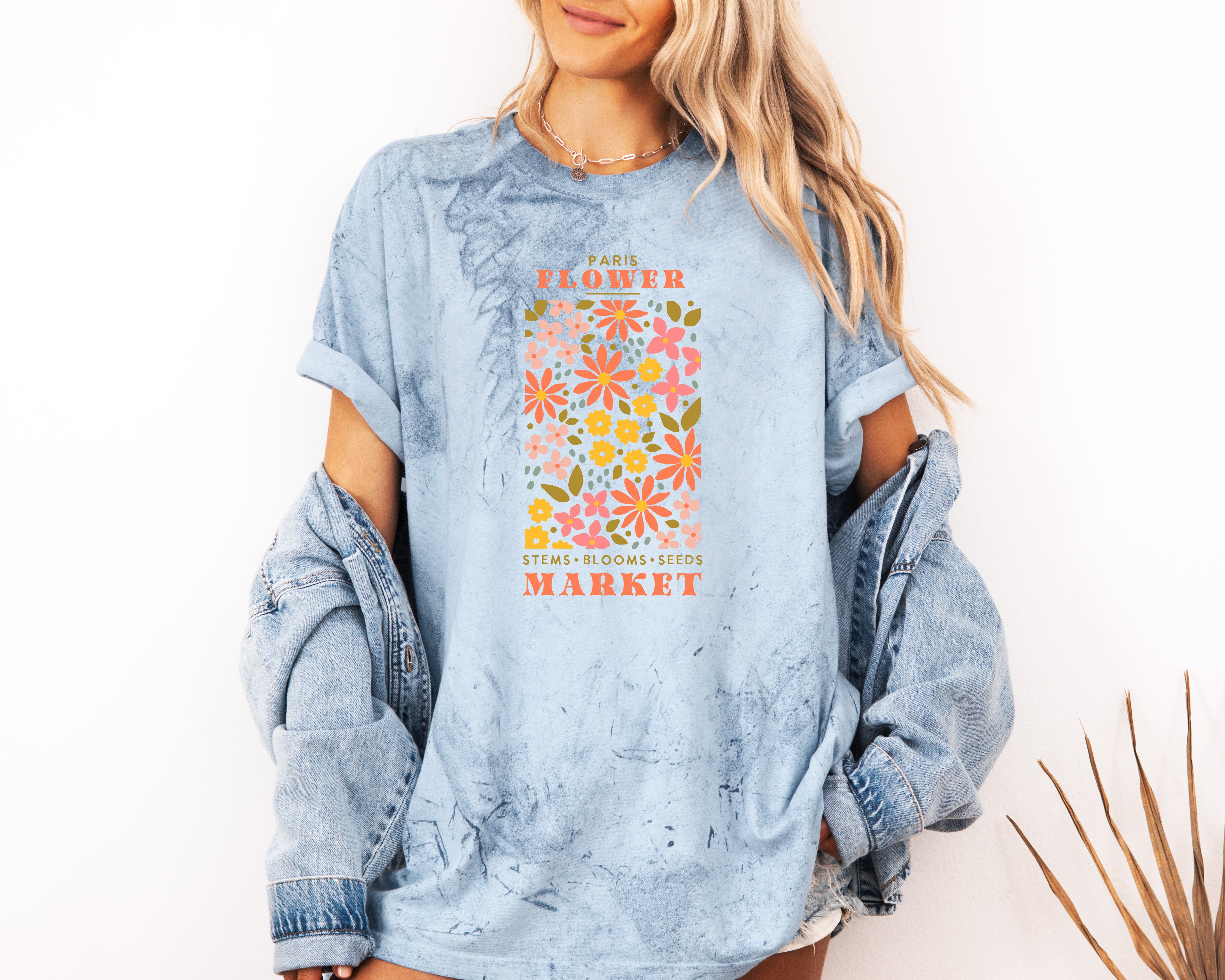Flower Market Nature botanical Garment Dyed T Shirt