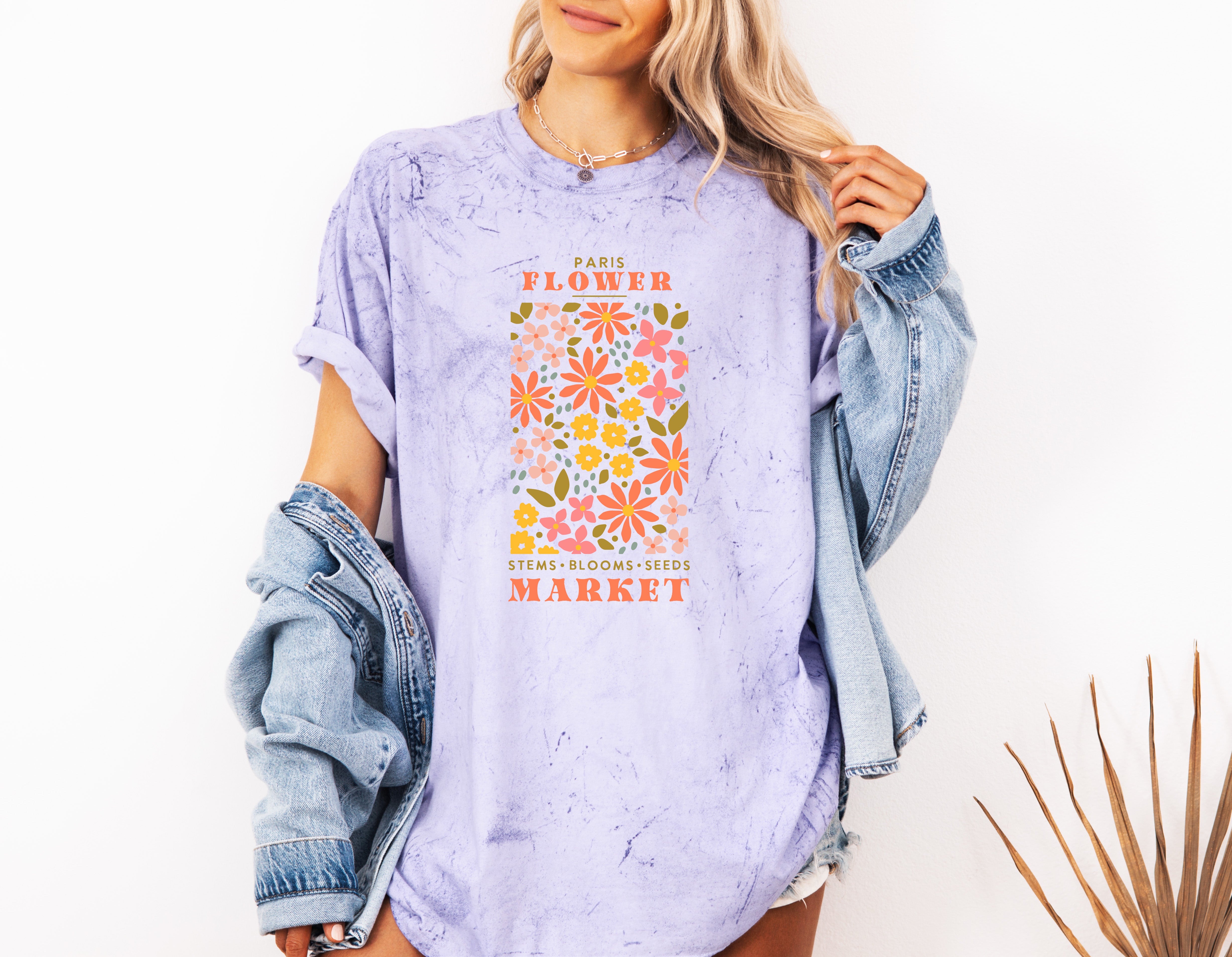 Flower Market Nature botanical Garment Dyed T Shirt