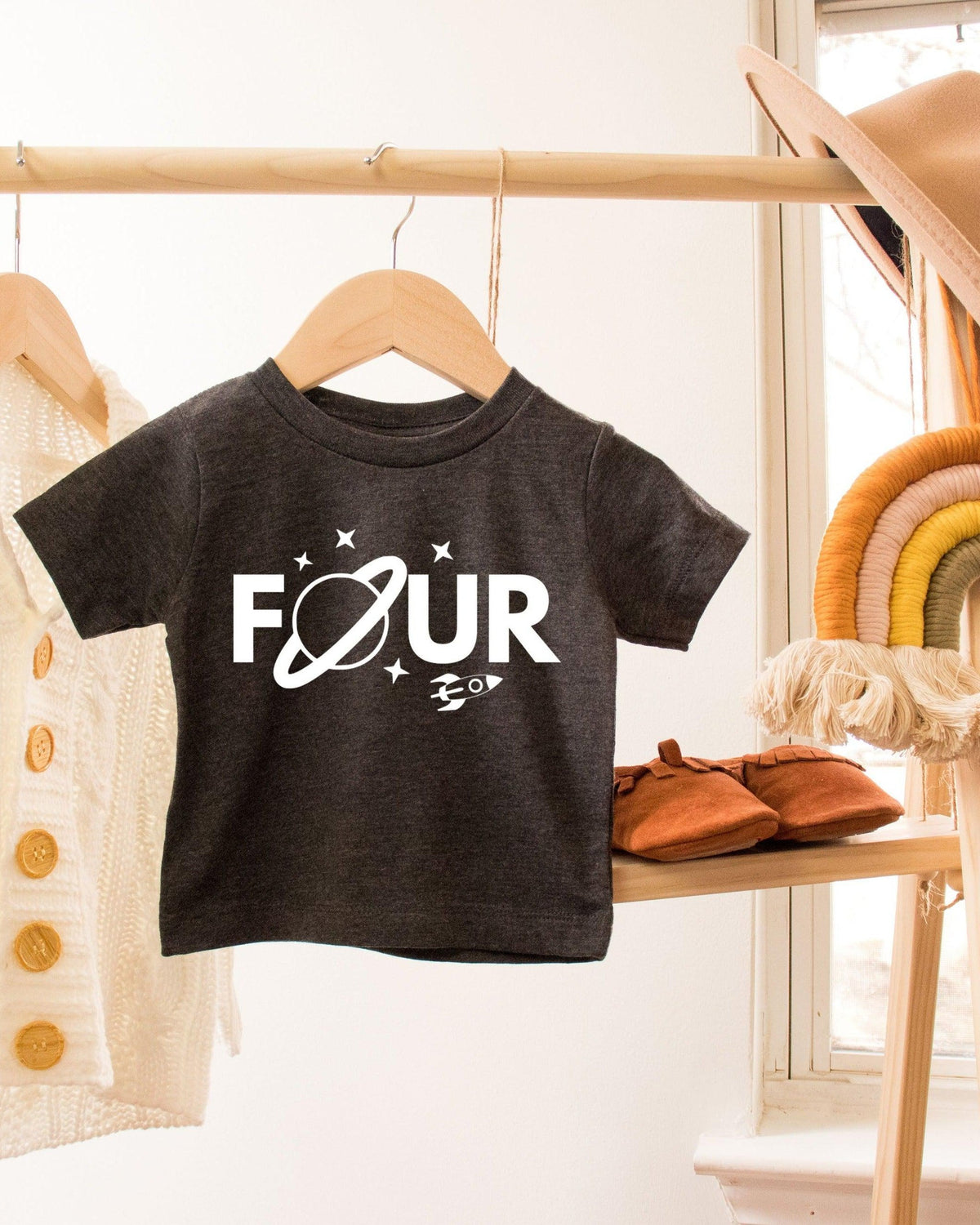 Four Space themed birthday party T-Shirt | 4th Space birthday boy birthday girl Shirt