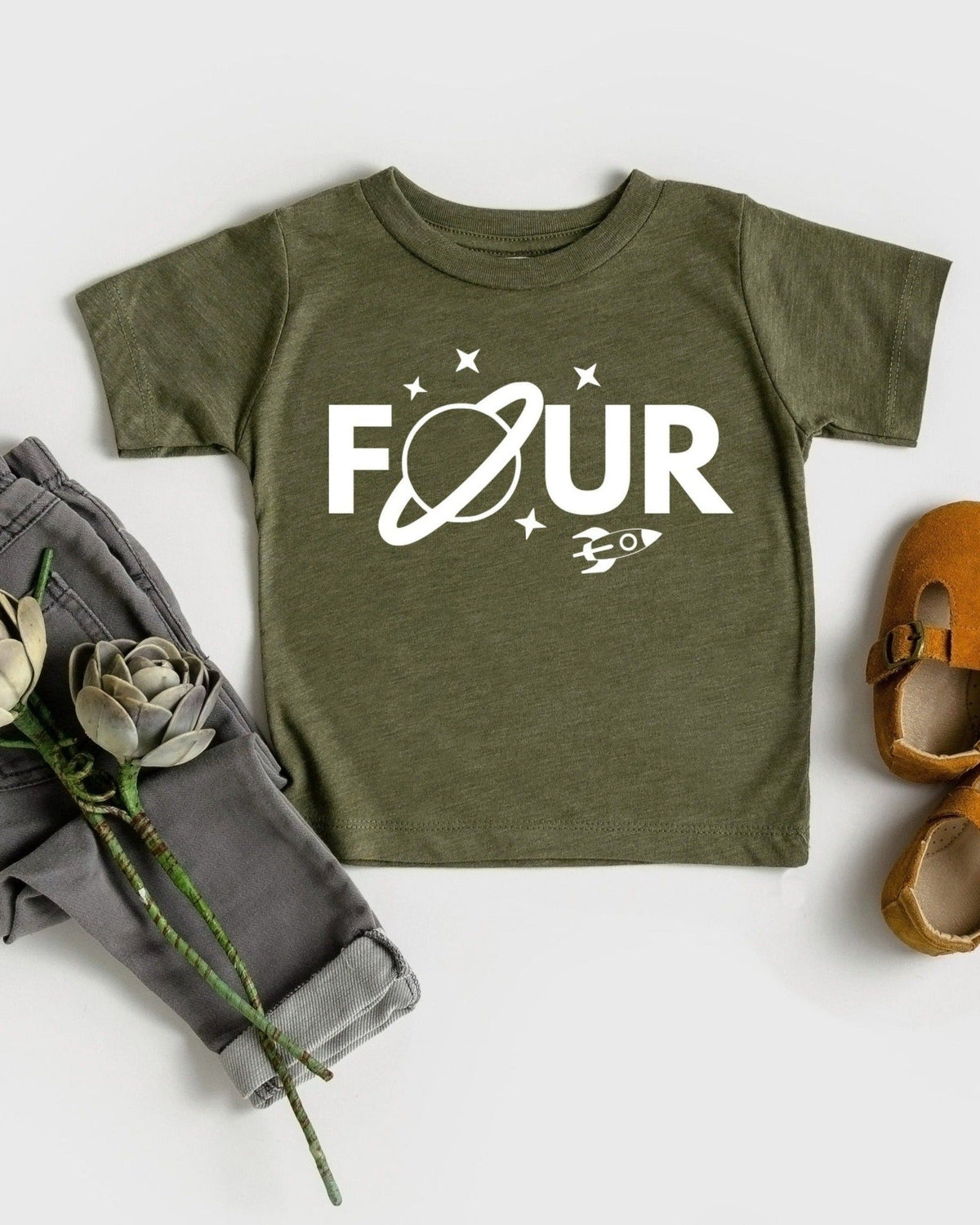 Four Space themed birthday party T-Shirt | 4th Space birthday boy birthday girl Shirt