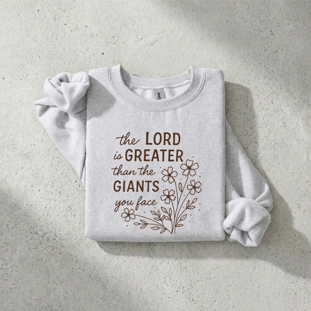 The Lord is greater than the giant Christian Baby Bodysuit, Romper, Toddler Youth Tee, Sweatshirt