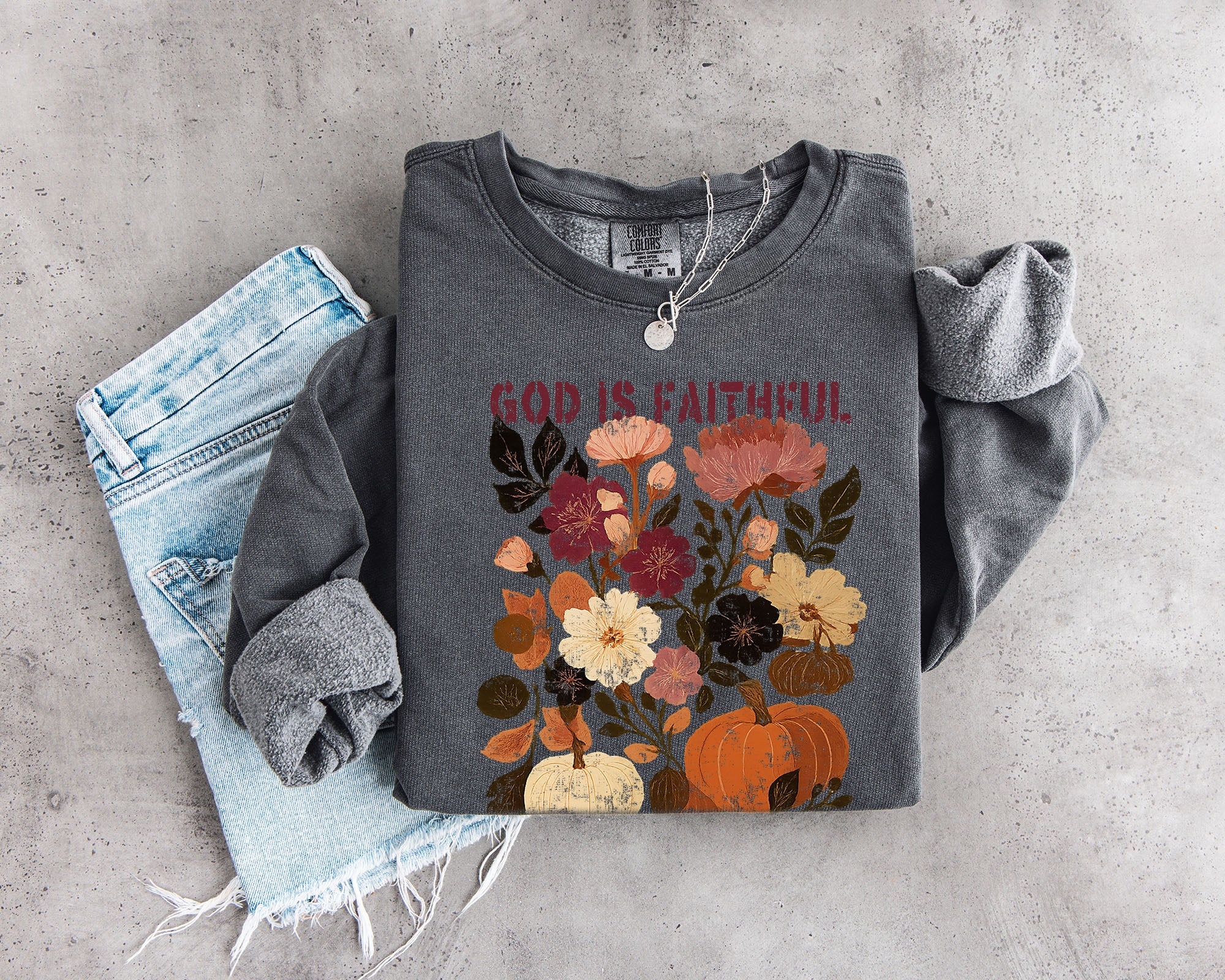 God is faithful Fall Autumn Season Thanksgiving day 100% cotton Garment Dyed Comfort Colors Sweatshirt