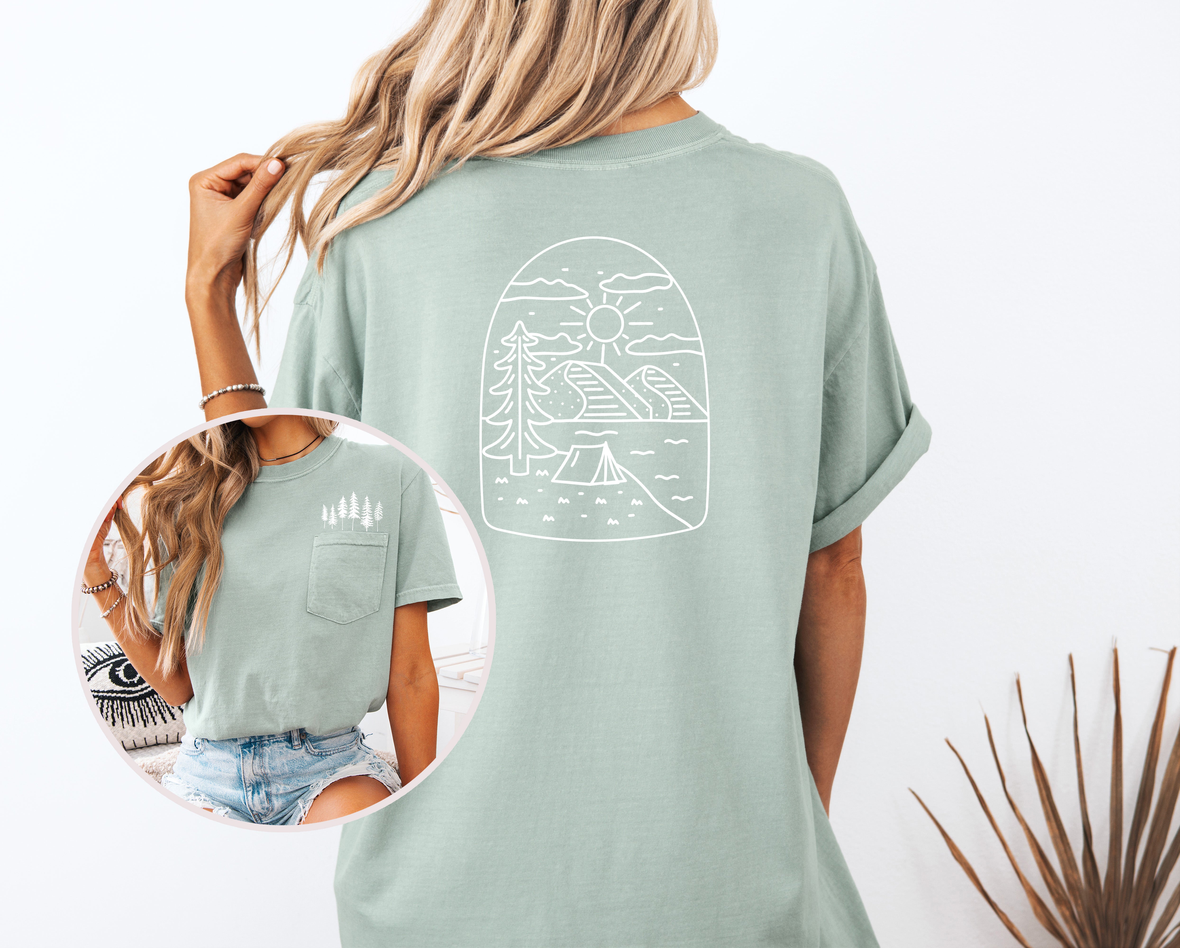 Camping Nature 100% cotton Comfort Colors Pocket T-Shirt – Outdoor Graphic Tee