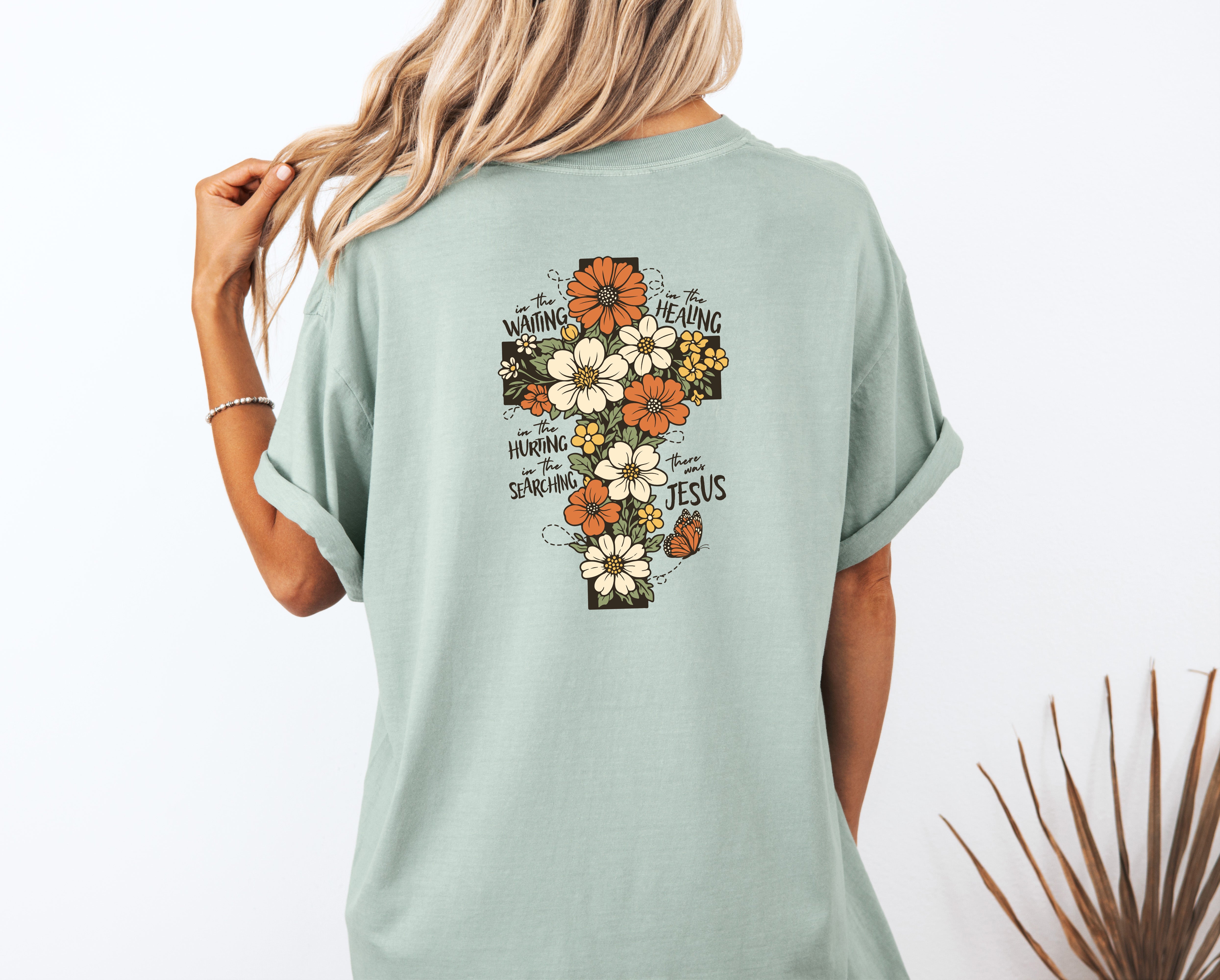 Jesus Flower Cross Comfort Colors Pocket T Shirt |Bible, Christian shirt