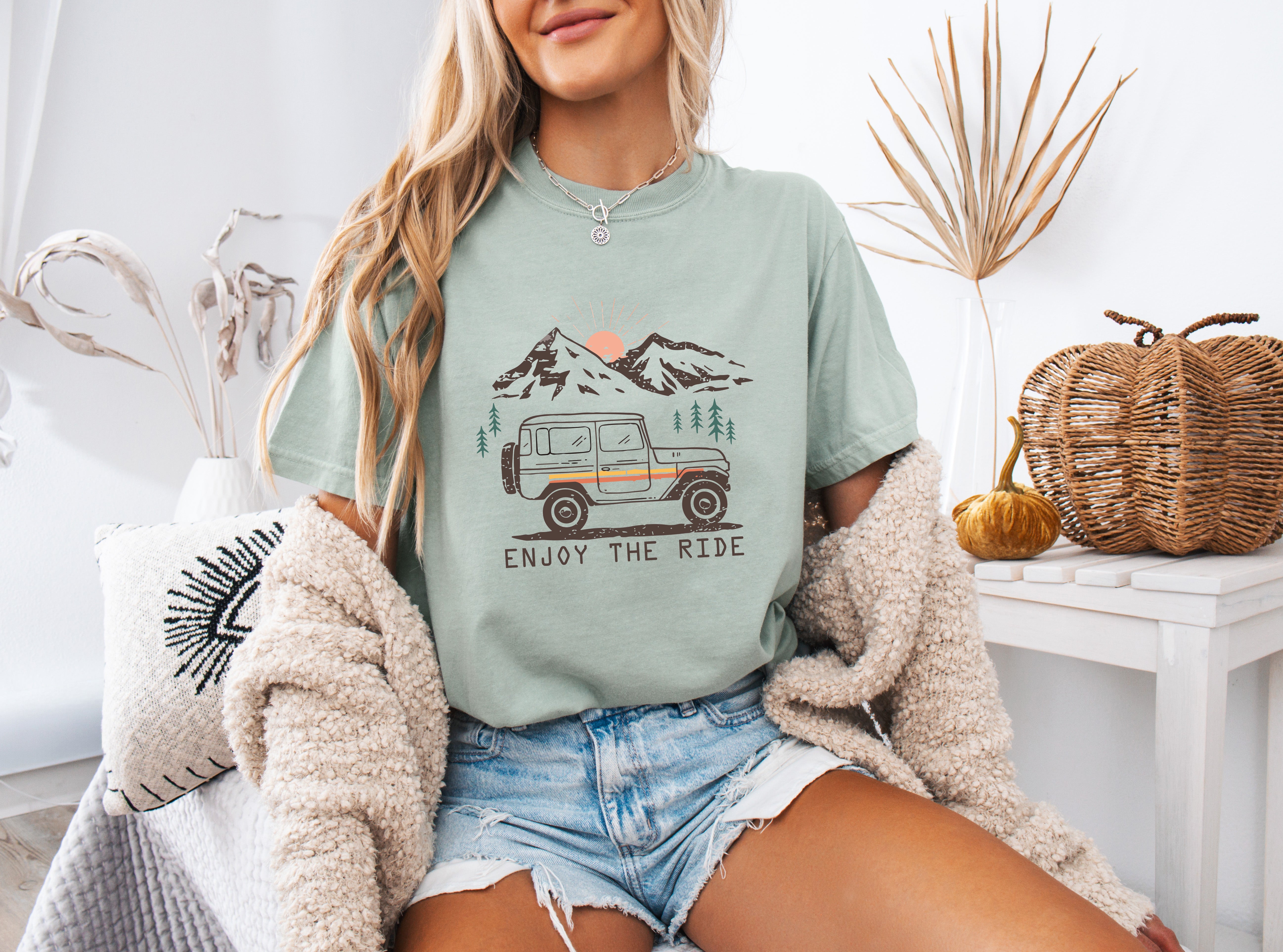 Enjoy the Ride Camping Hiking Mountain Nature Comfort Colors T Shirt