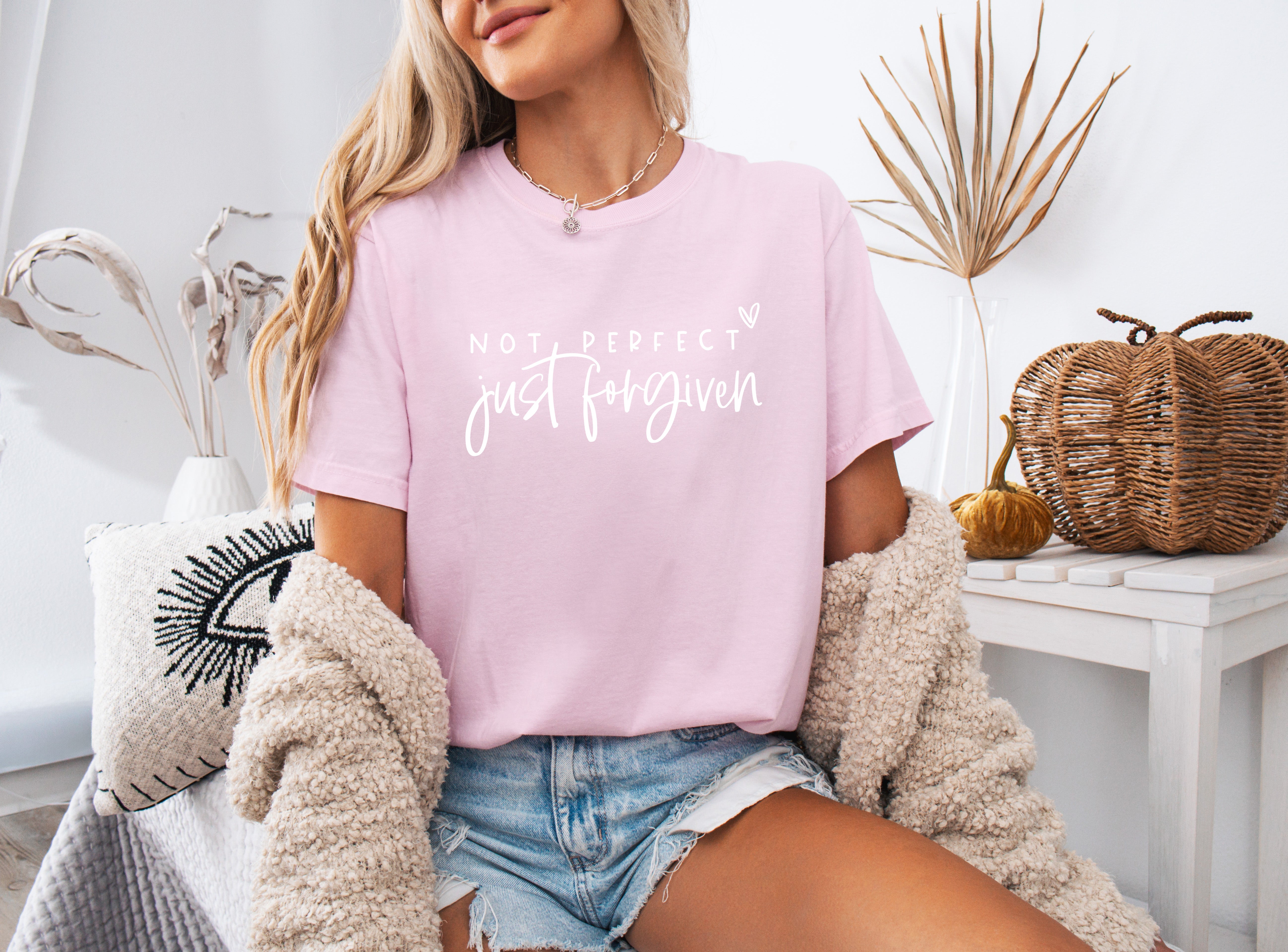 Not perfect Just Forgive Christian Comfort Colors Garment Dyed T Shirt