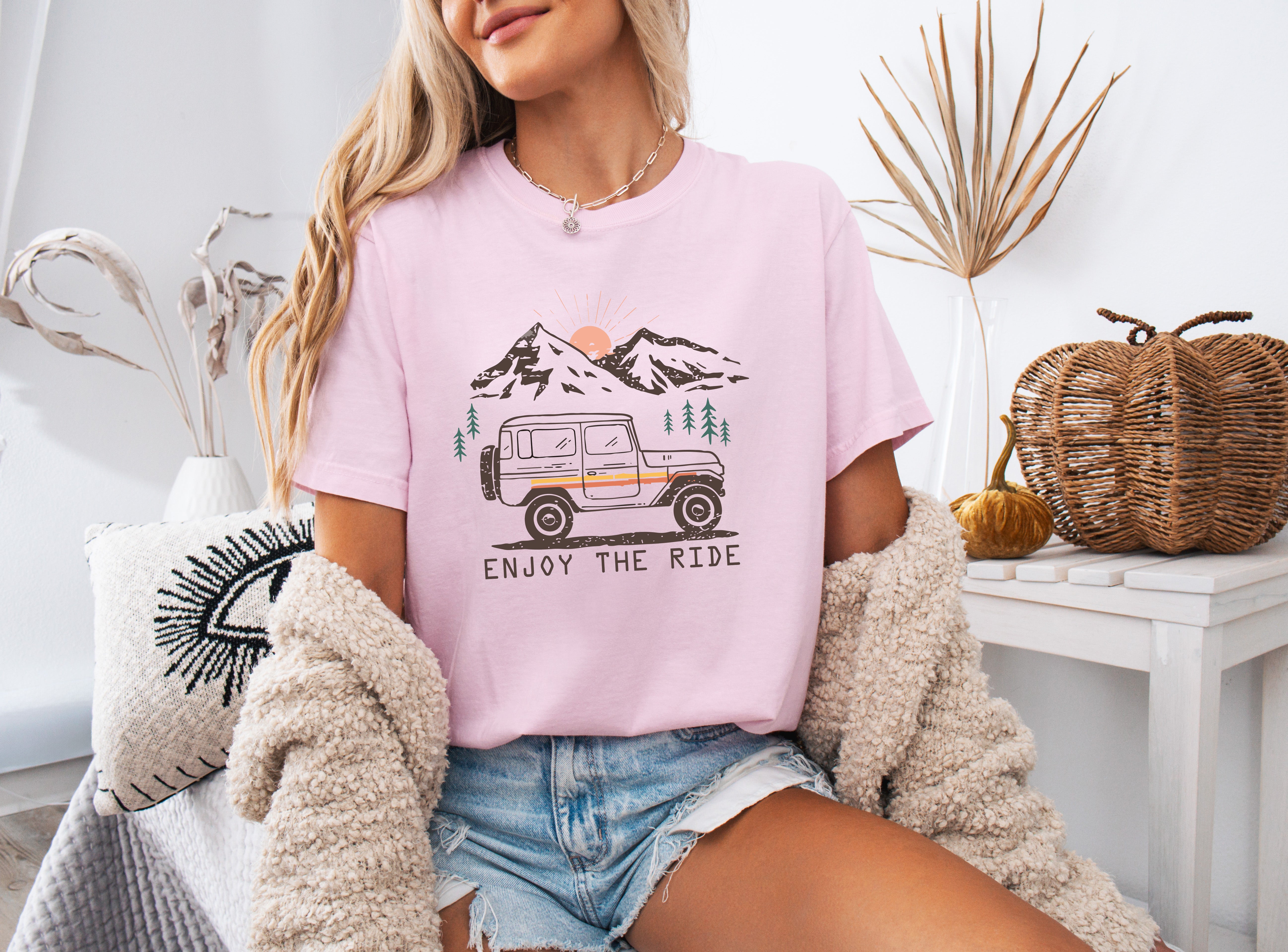 Enjoy the Ride Camping Hiking Mountain Nature Comfort Colors T Shirt