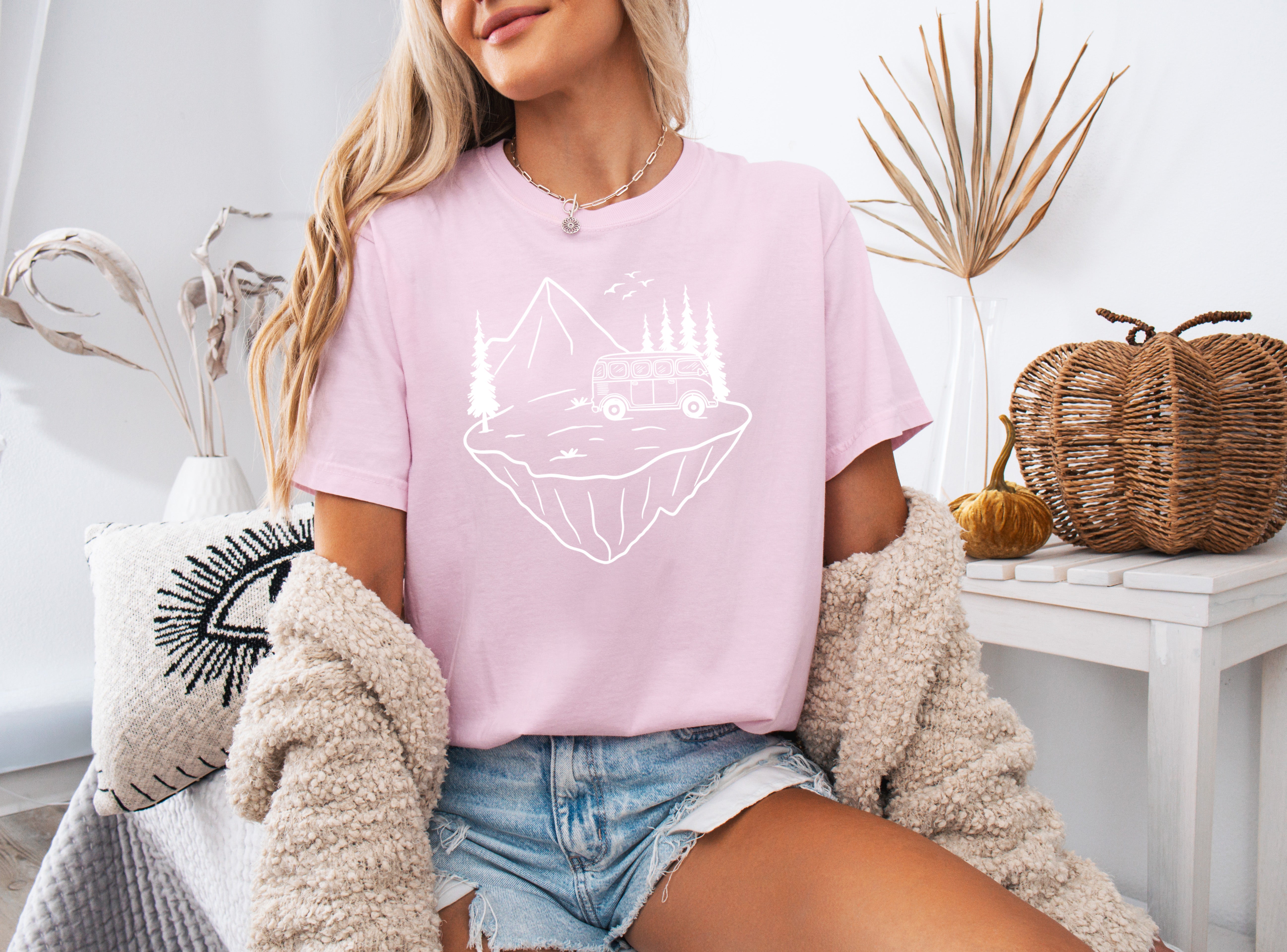 Desert Camping Hiking Mountain Nature Garment Dyed T Shirt